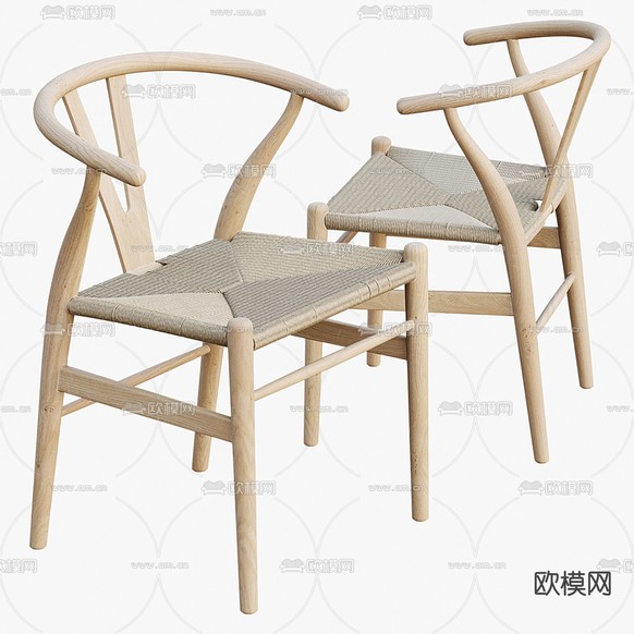 北欧餐桌椅3d模型下载(渲染图2)