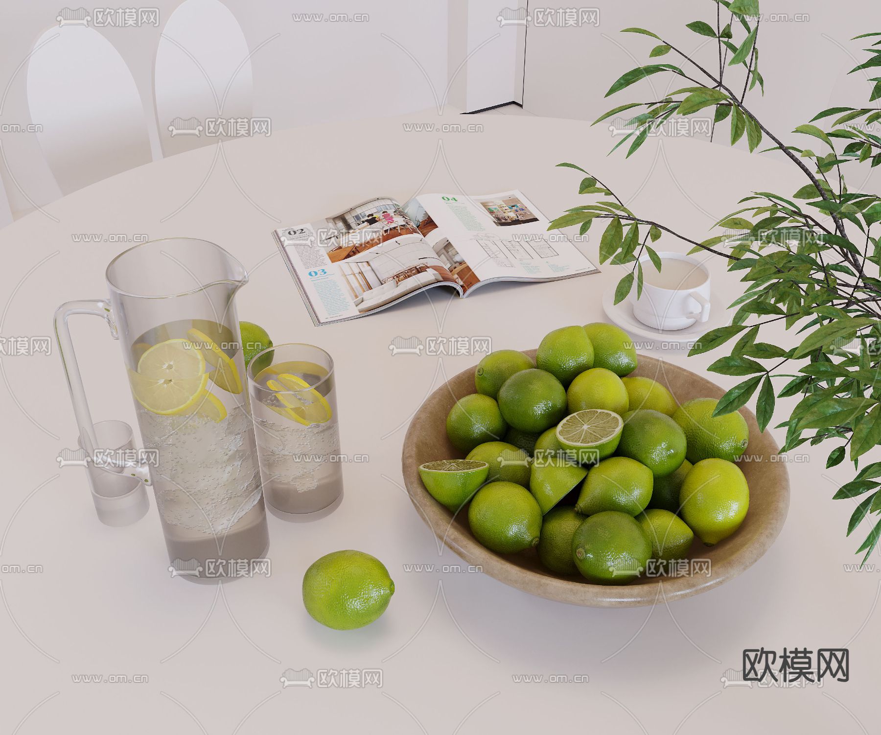 水果 果盘 绿植 书3d模型下载