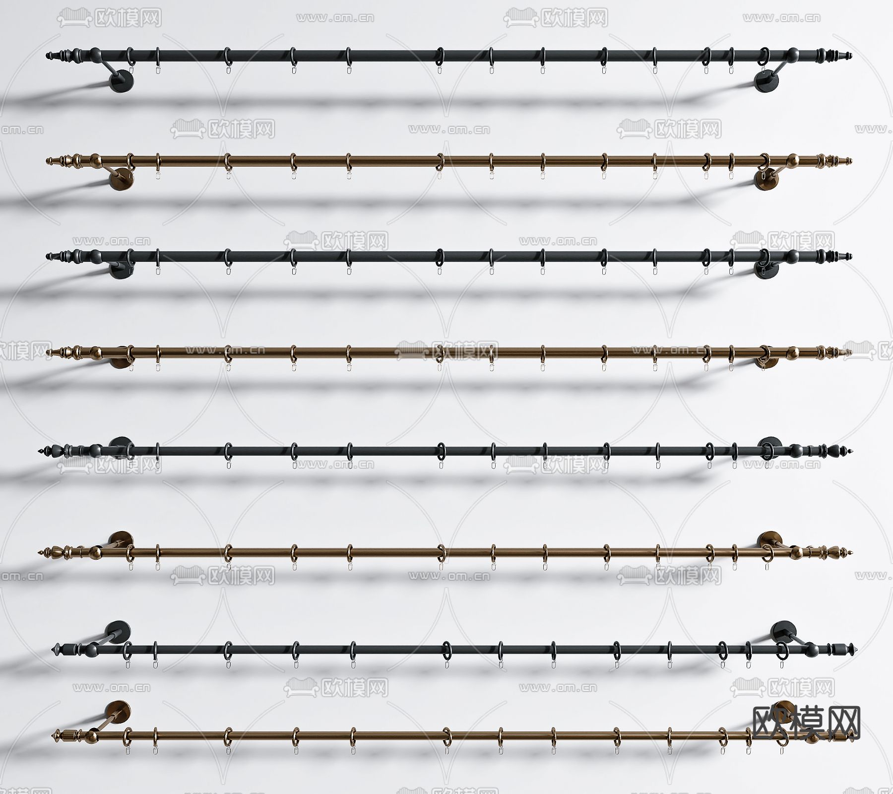 窗帘杆 罗马杆3d模型下载