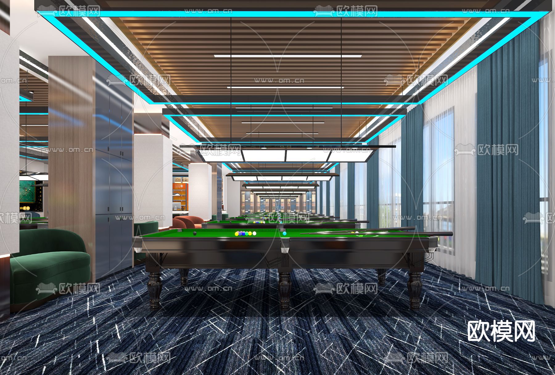 台球厅 桌球馆3d模型下载（渲染图3）