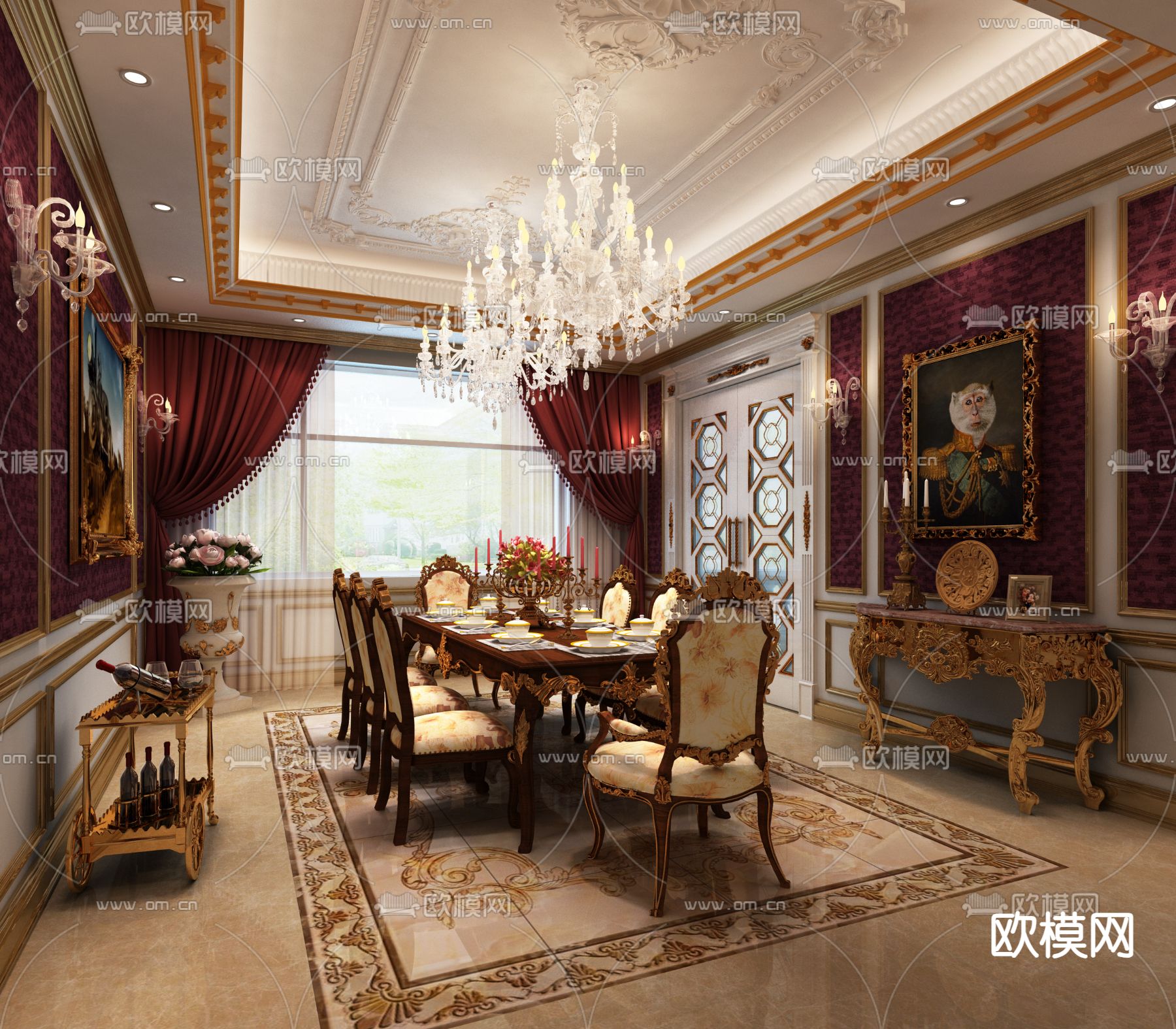 法式餐厅免费3d模型下载