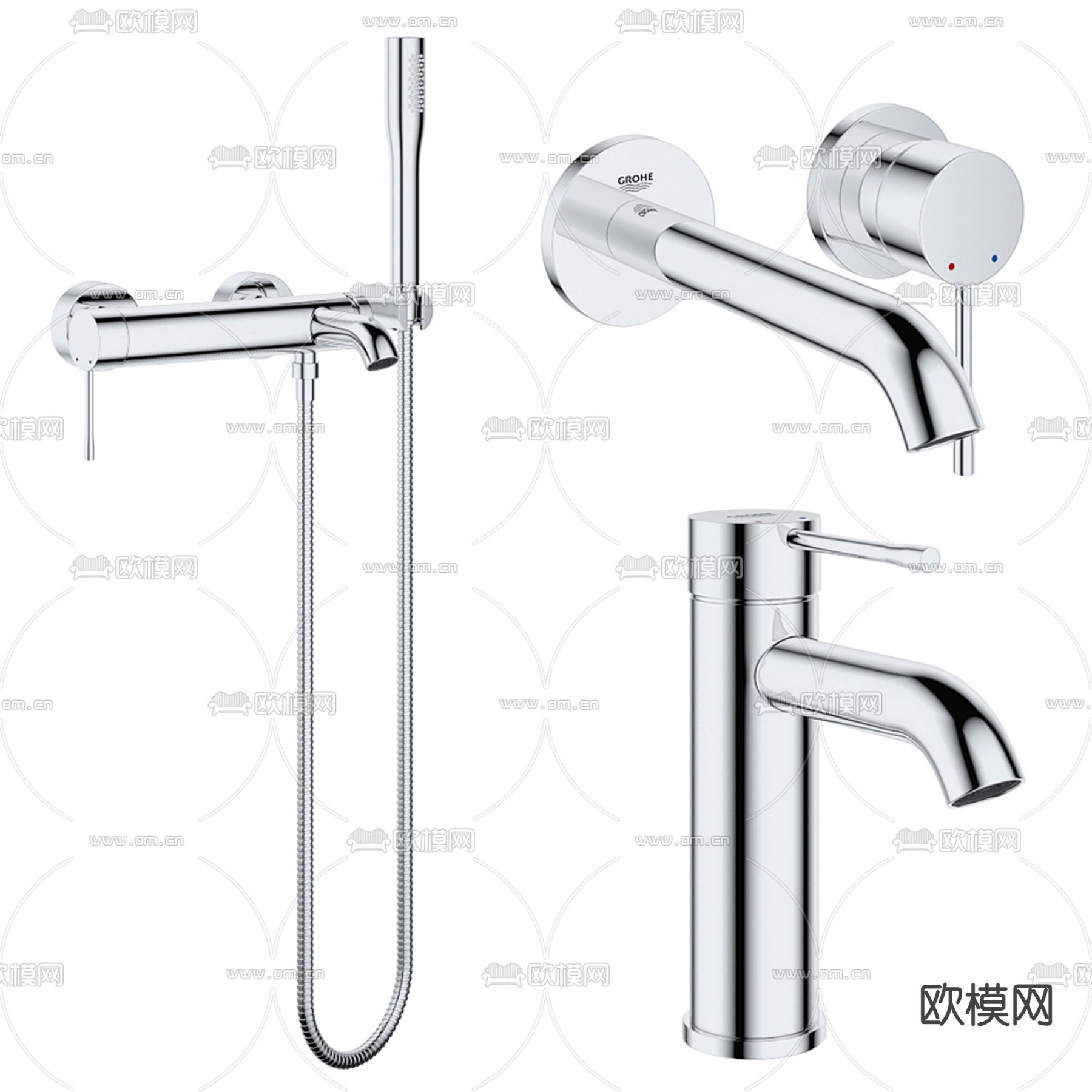 水龙头 花洒3d模型下载（渲染图1）