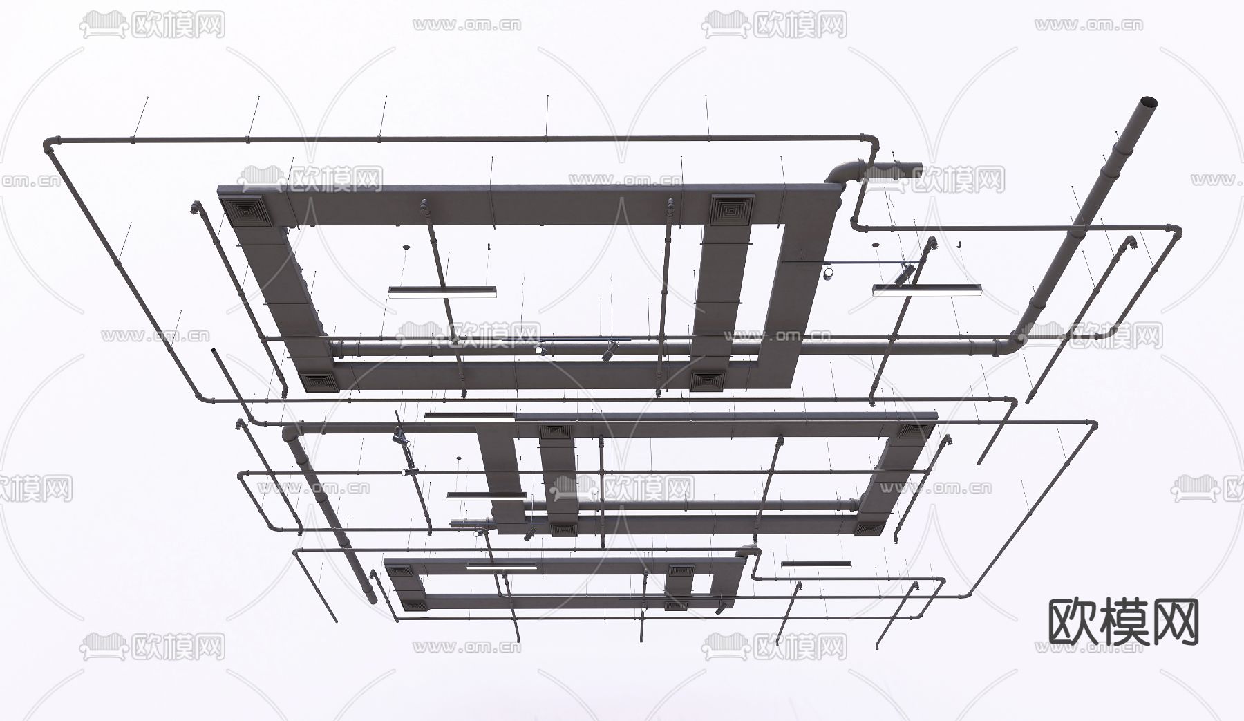 工业风管道 吊顶3d模型下载