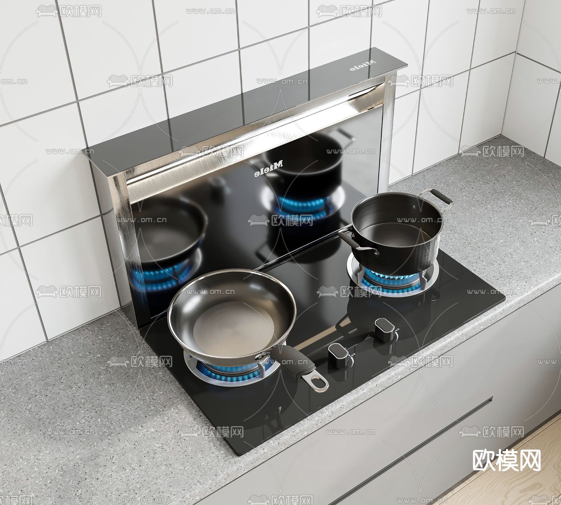 Miele 燃气灶 灶台3d模型下载