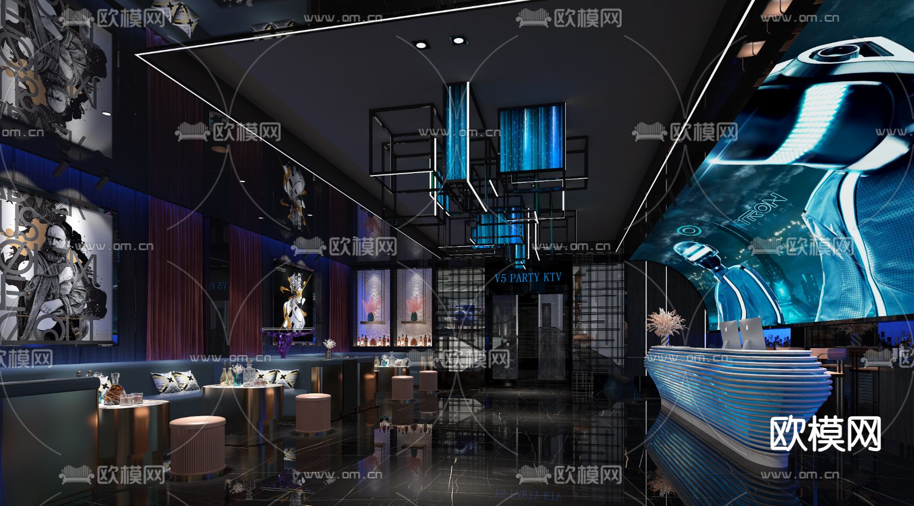 KTV前台3d模型下载（渲染图2）