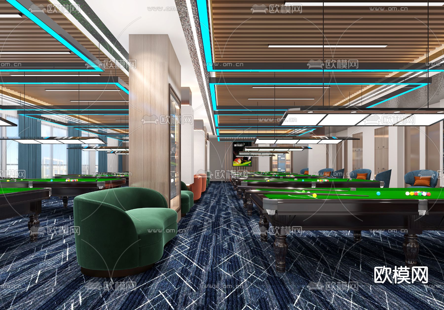 台球厅 桌球馆3d模型下载（渲染图4）