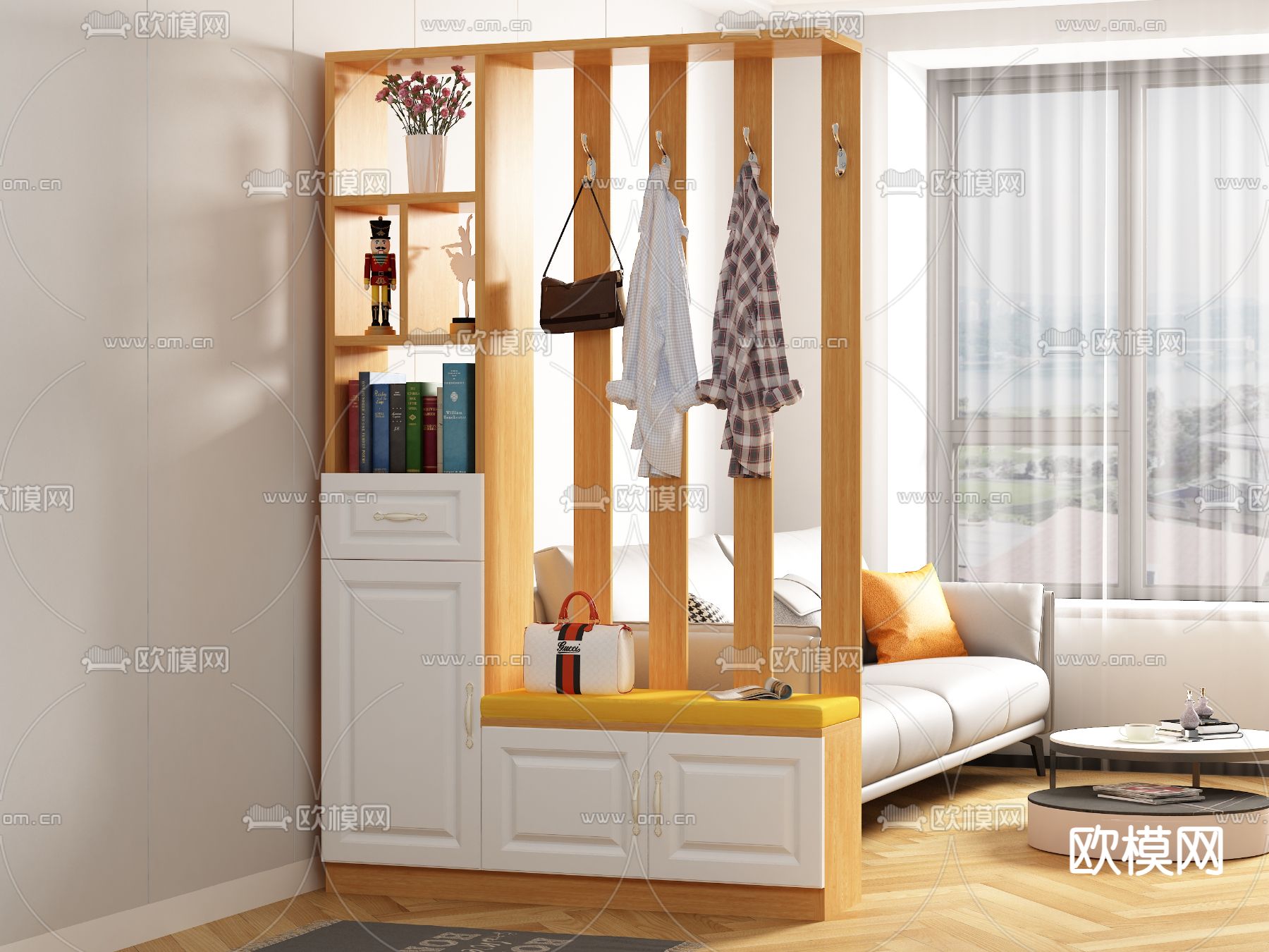 现代鞋柜 隔断3d模型下载