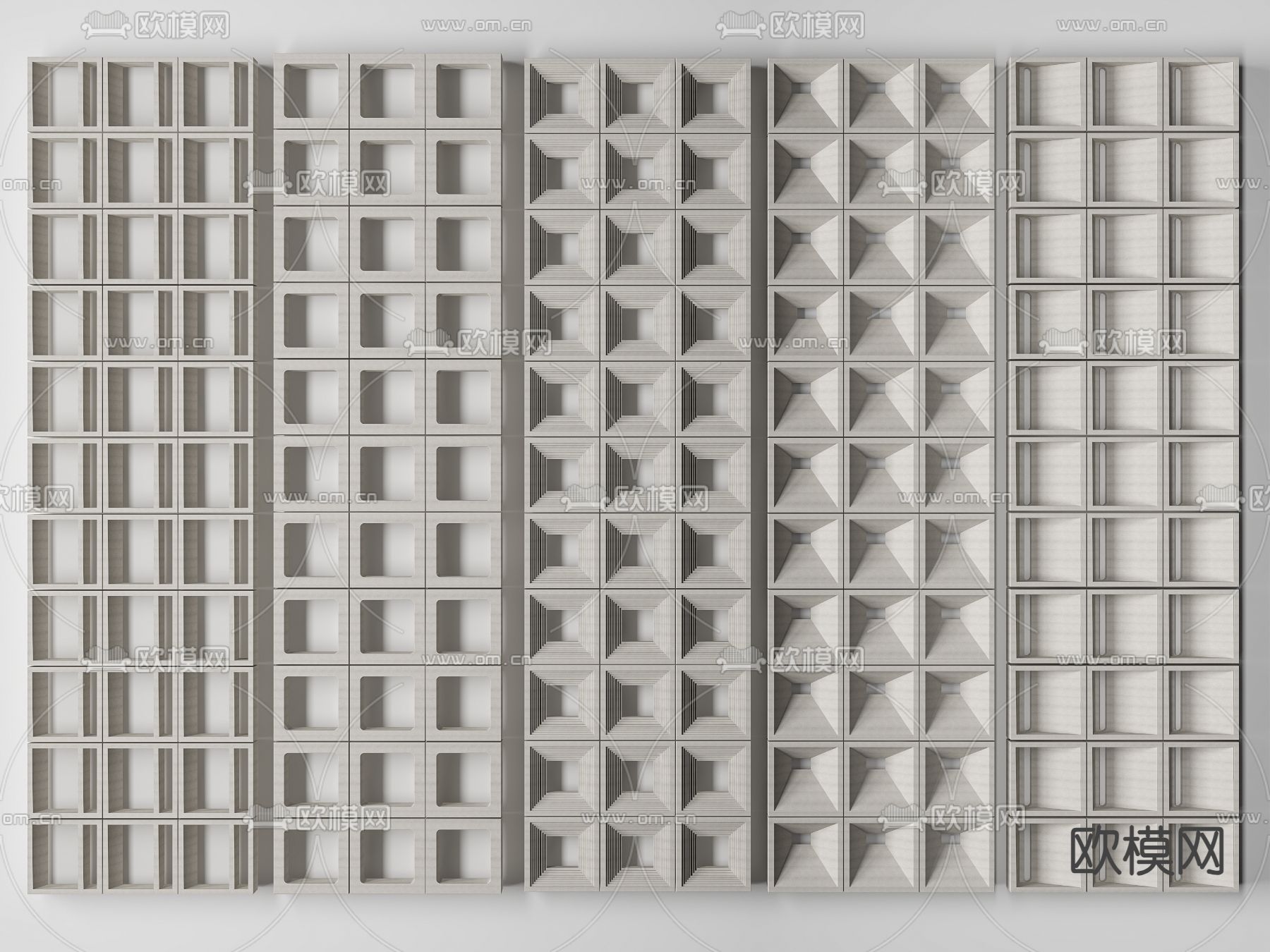 水泥砖隔断 空心砖 镂空砖3d模型下载