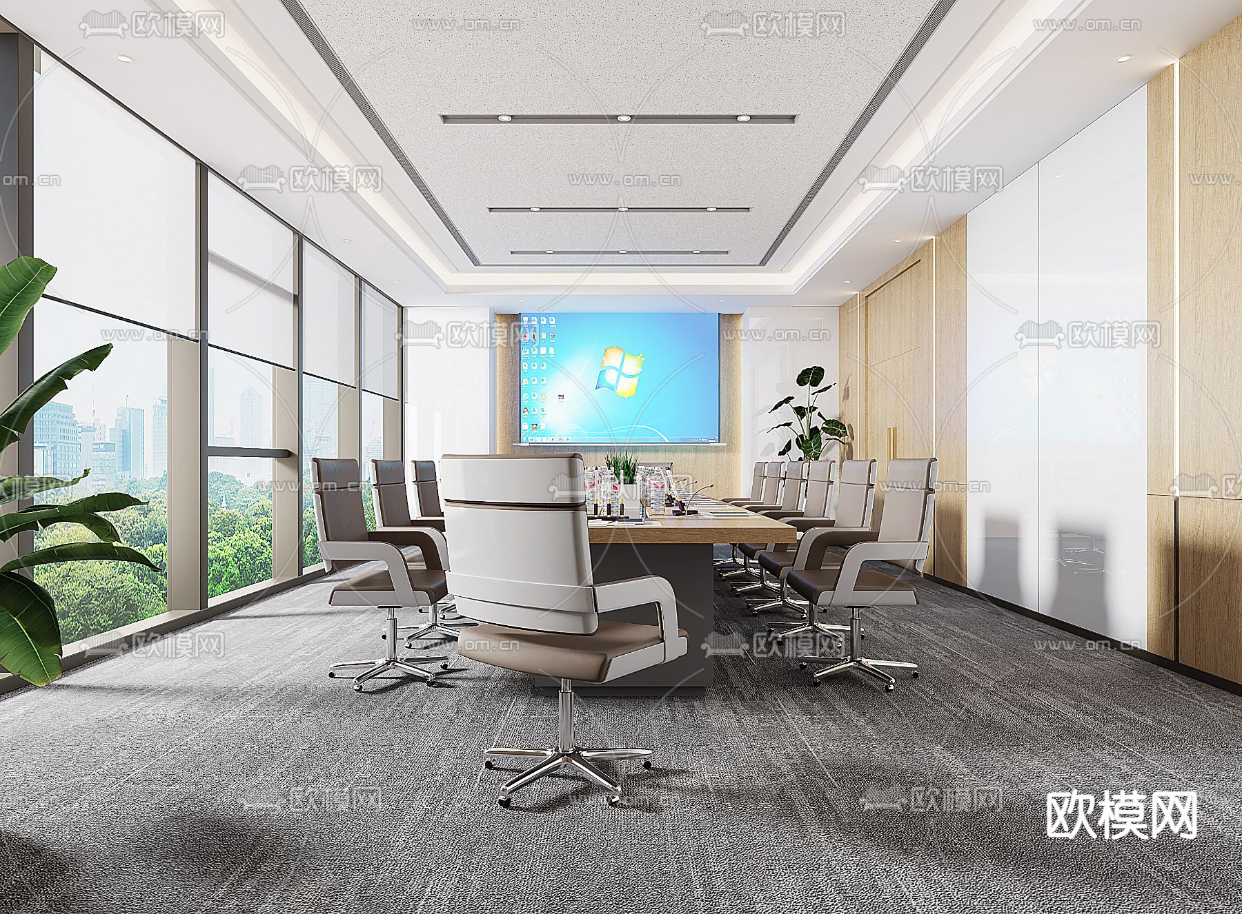 现代会议室3d模型下载