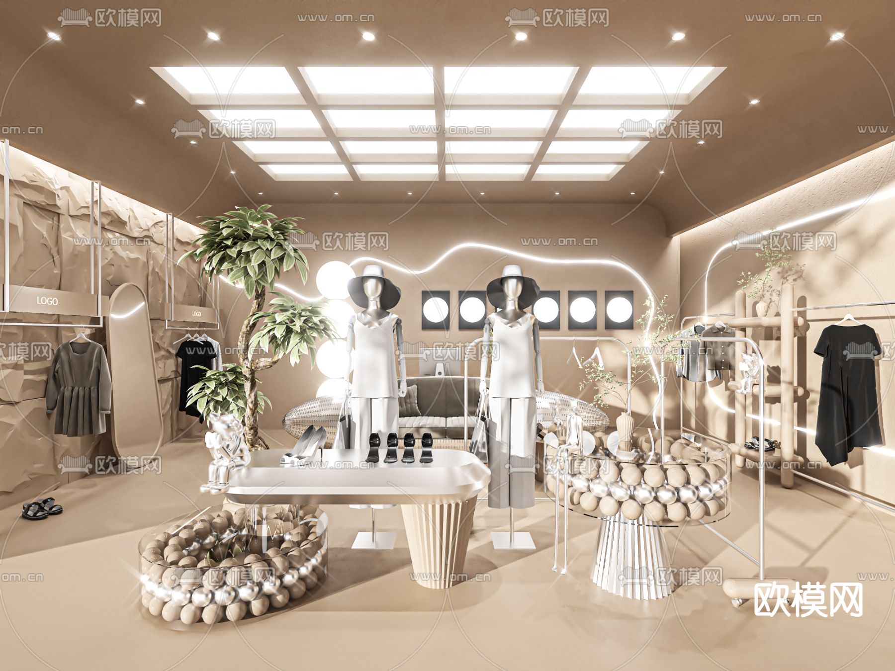 侘寂服装店 女装店3d模型下载_ID14193657_3dmax免费模型-欧模网