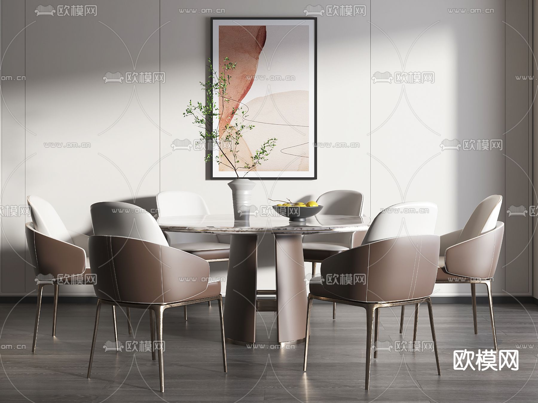 轻奢餐桌椅 圆餐桌3d模型下载