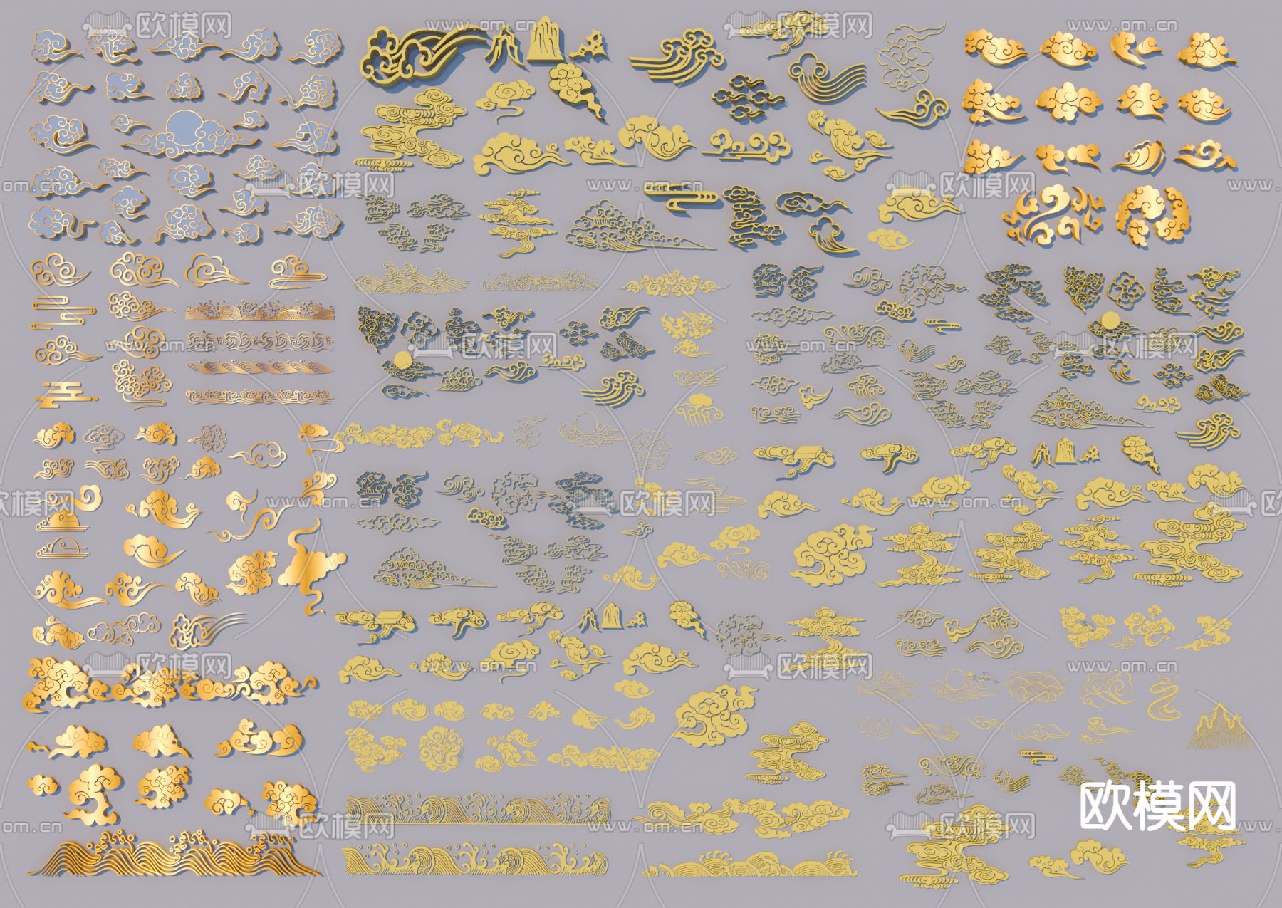 中式祥云雕花3d模型下载_ID14192082_3dmax免费模型-欧模网