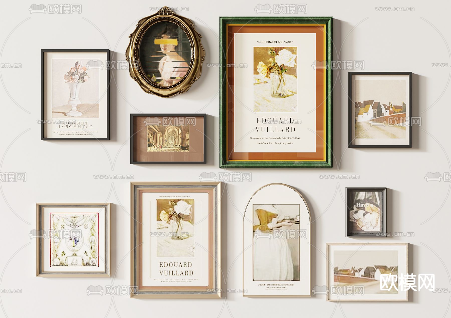 美式组合画 装饰画3d模型下载