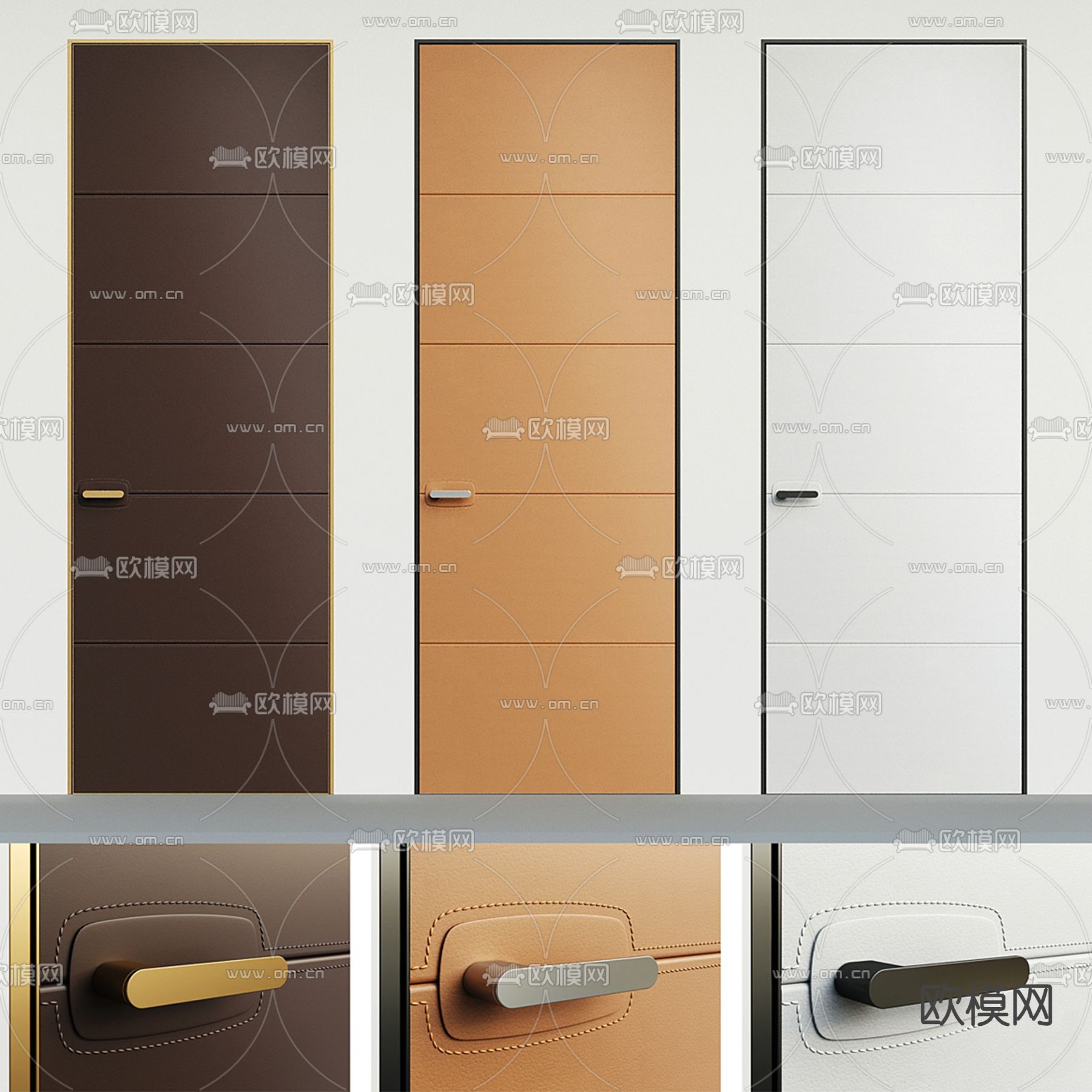 单开门 榨框门 轻奢房门3d模型下载（渲染图1）