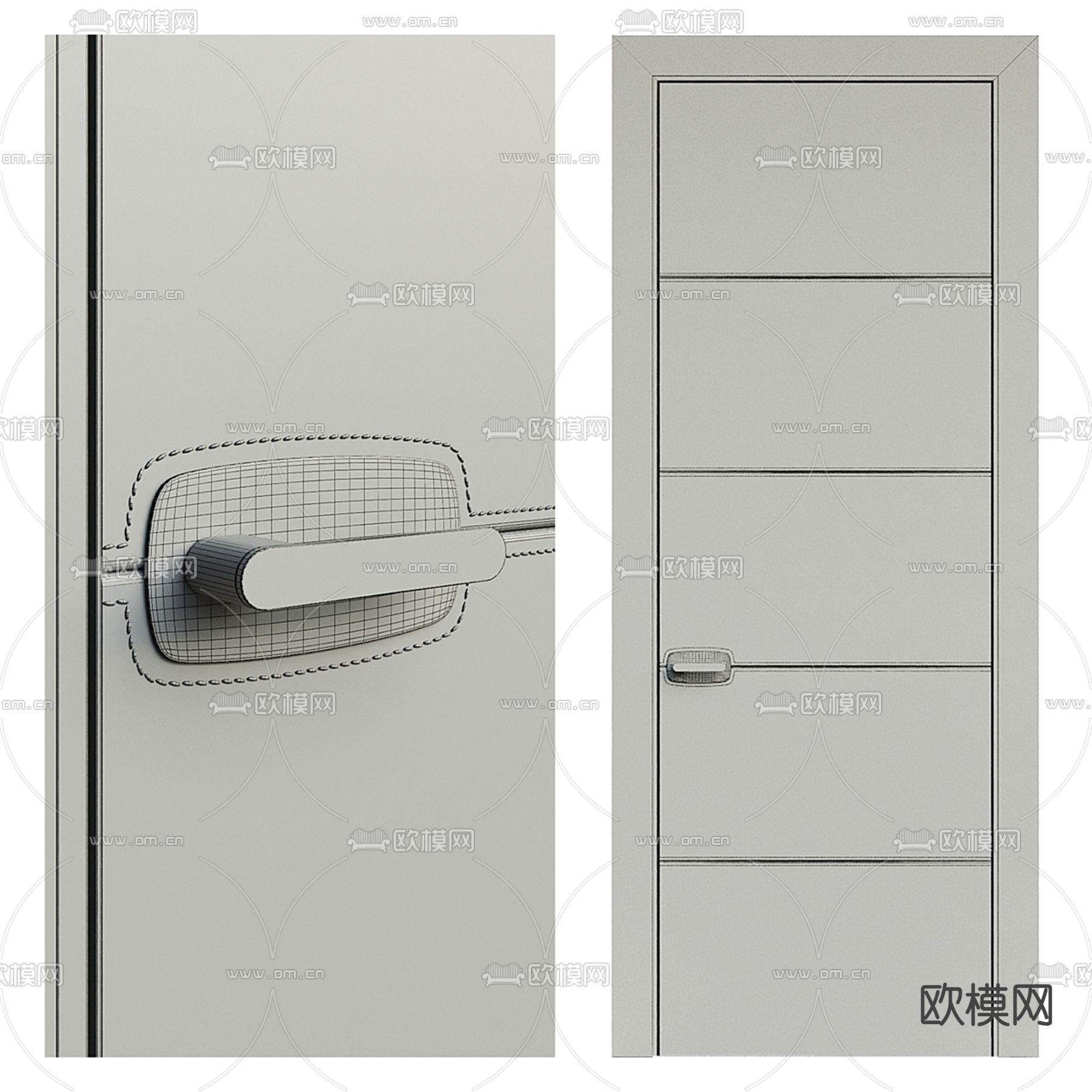 单开门 榨框门 轻奢房门3d模型下载（渲染图3）