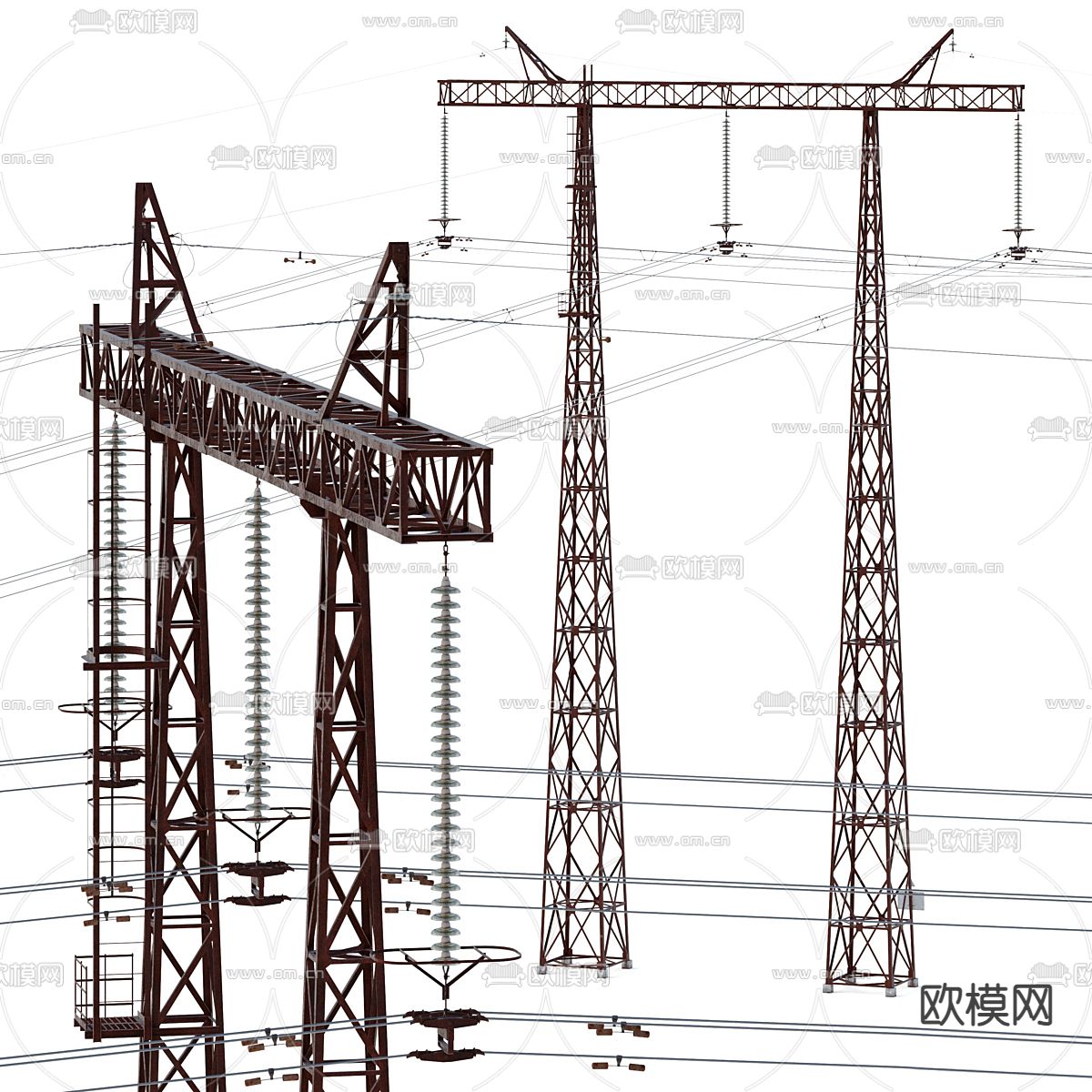 高压线塔 输电塔3d模型下载（渲染图1）