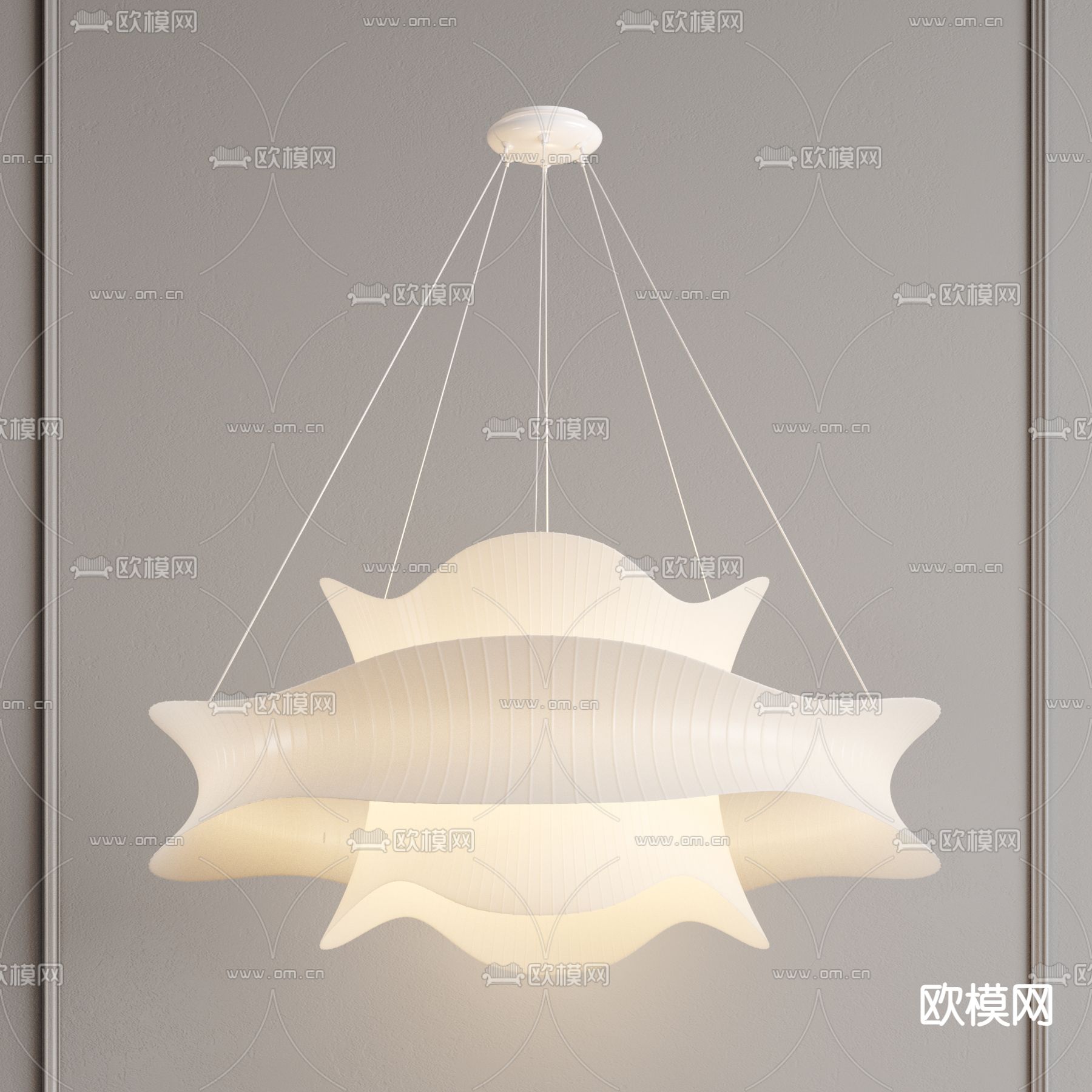 奶油风吊灯 大厅吊灯su模型下载（渲染图1）