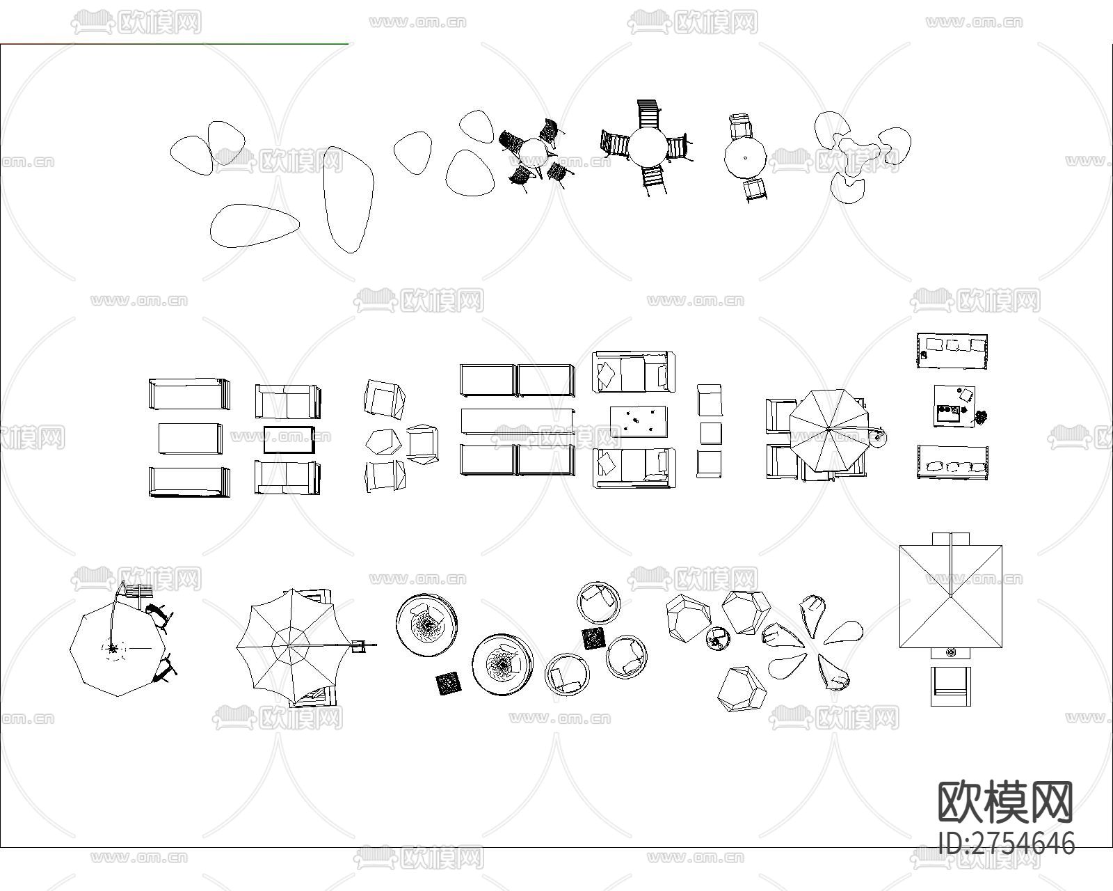 户外座椅CAD图库下载（渲染图4）
