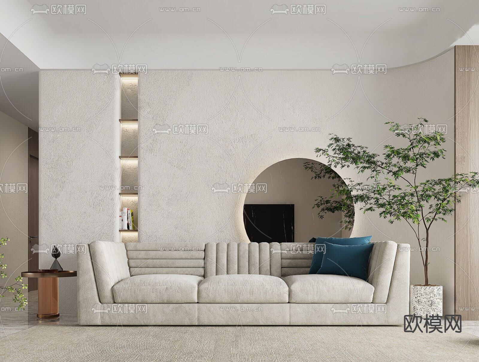 侘寂沙发 多人沙发 三人沙发3d模型下载