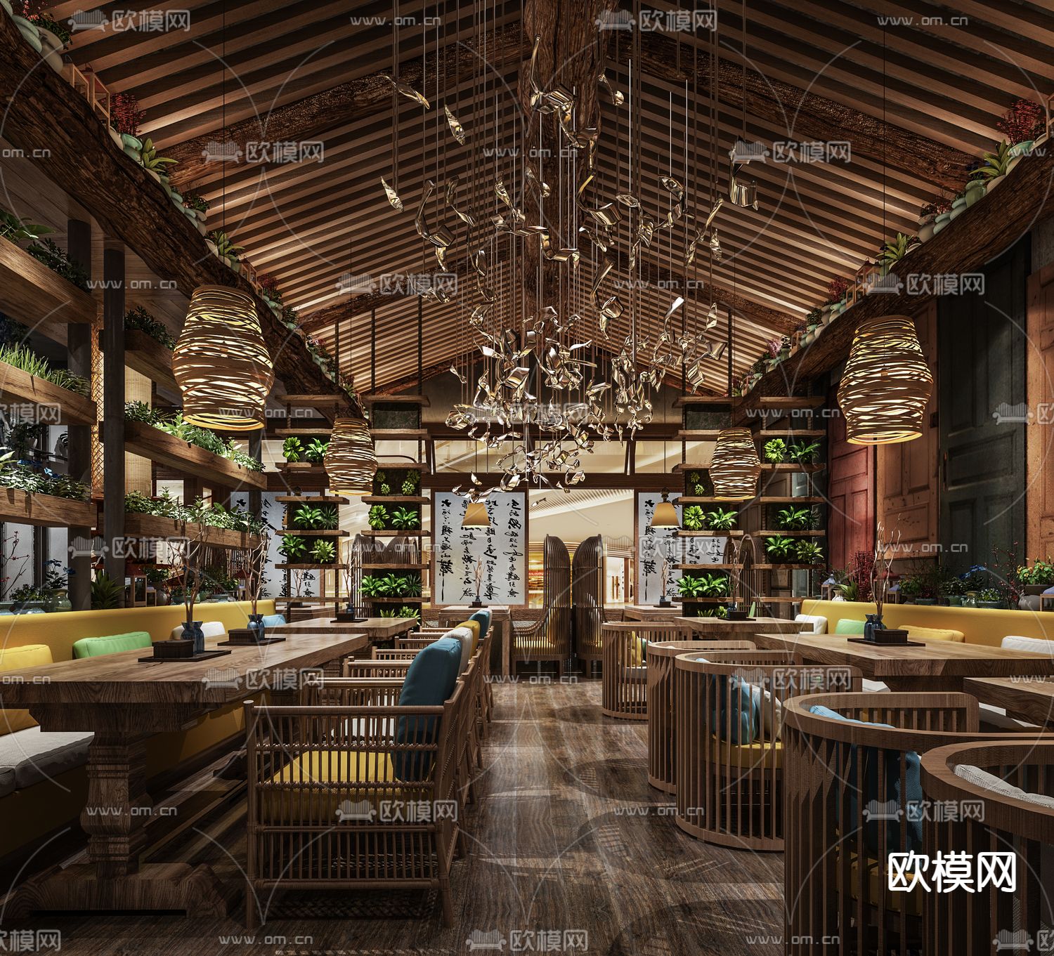 中餐厅su模型下载（渲染图3）