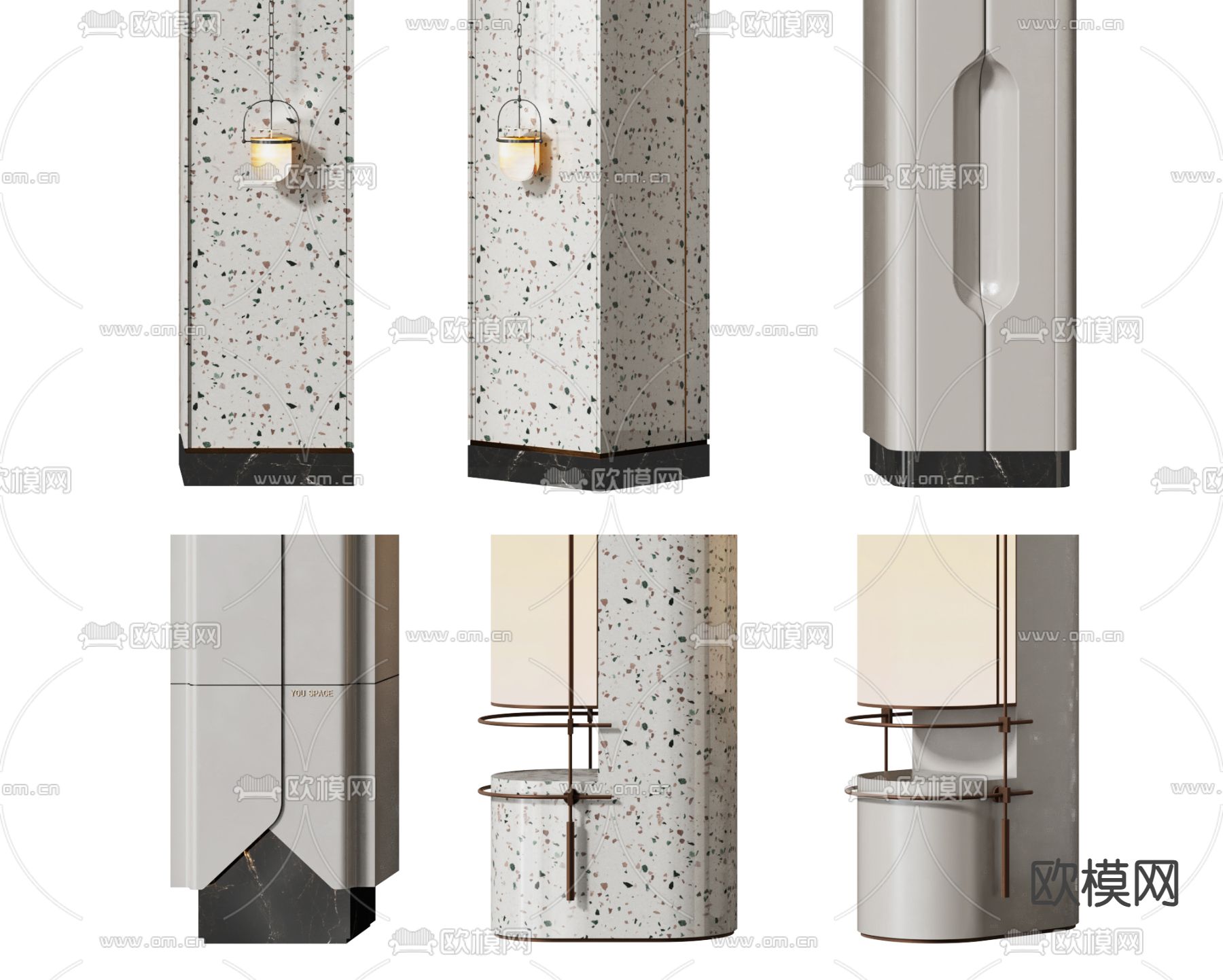 异形柱子 灯柱su模型下载（渲染图2）
