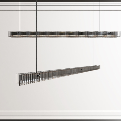  现代长条吊灯su模型 