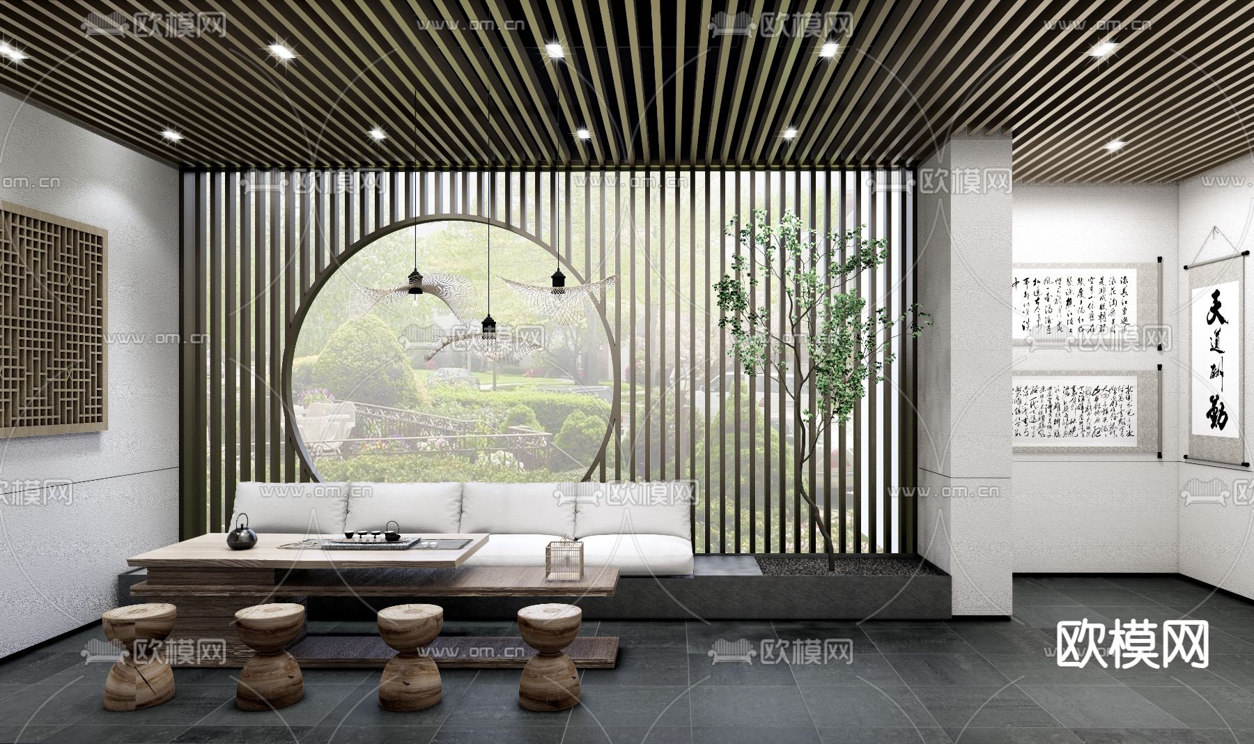 中式茶馆su模型下载（渲染图4）