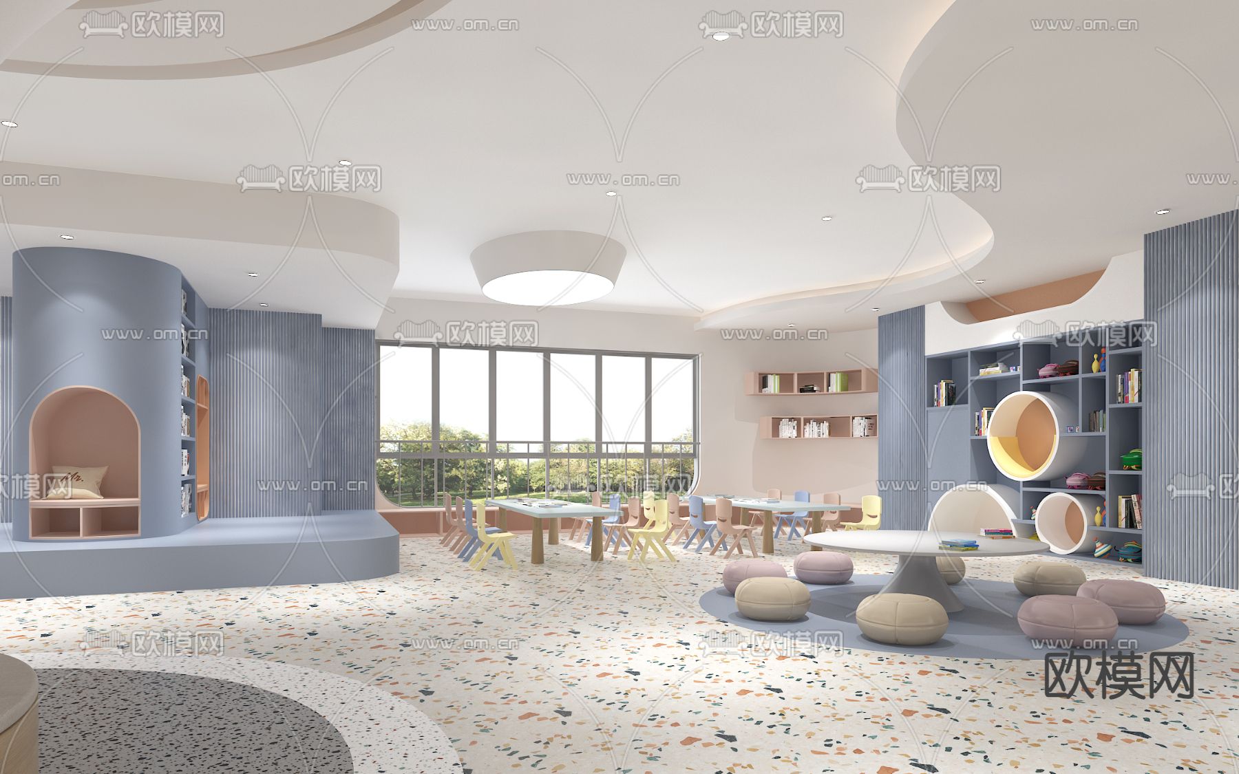 现代少儿阅览室su模型下载（渲染图2）