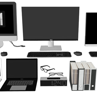  电脑 笔记本电脑 办公用品su模型 