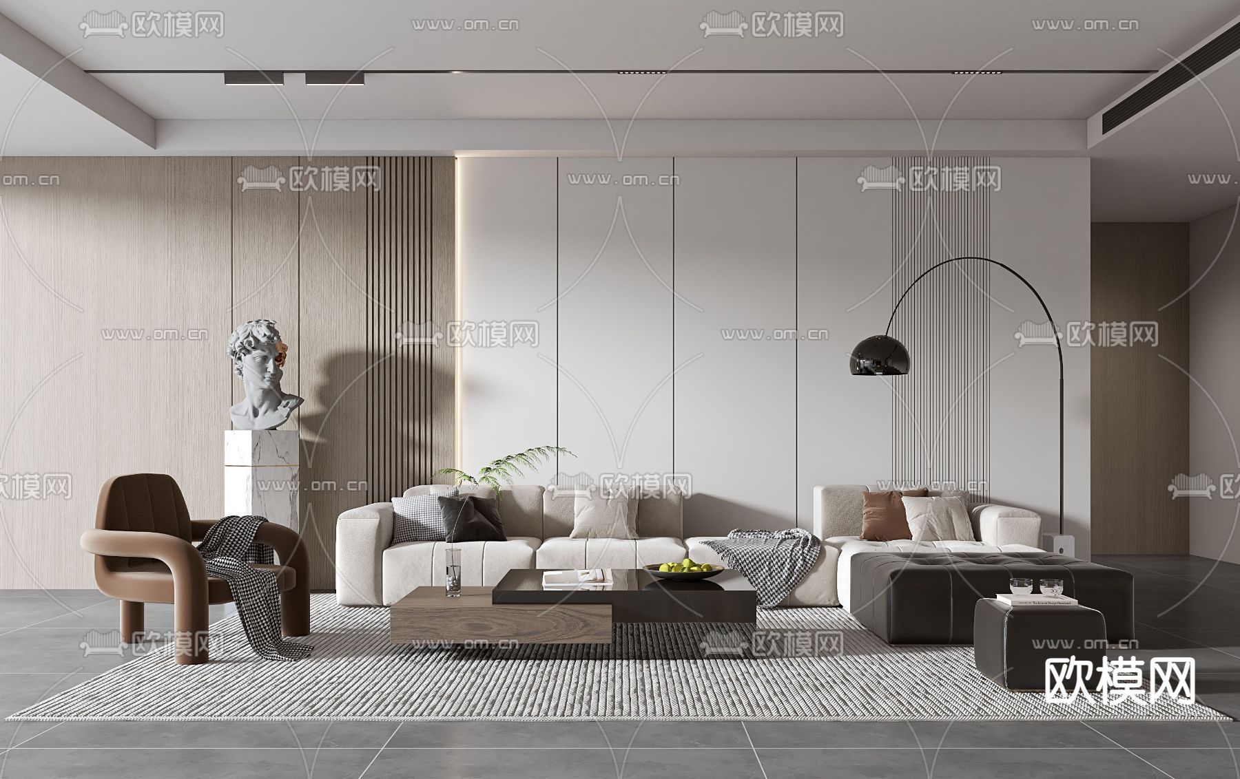 现代客厅su模型下载_ID14192963_sketchup模型下载-欧模网