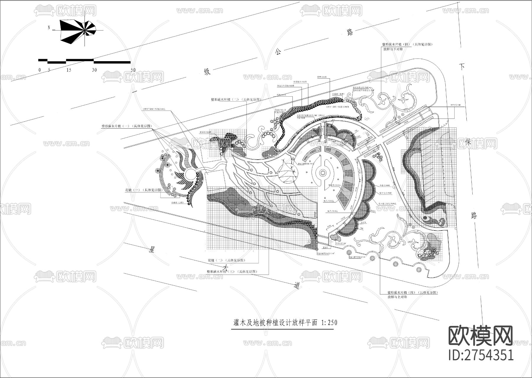 三角地块小公园CAD施工图下载（渲染图2）