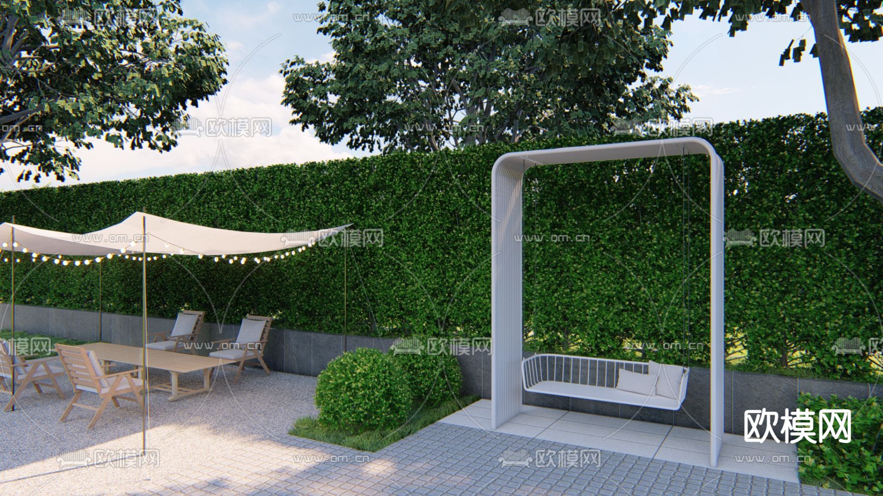 秋千 吊椅 户外椅su模型下载（渲染图3）