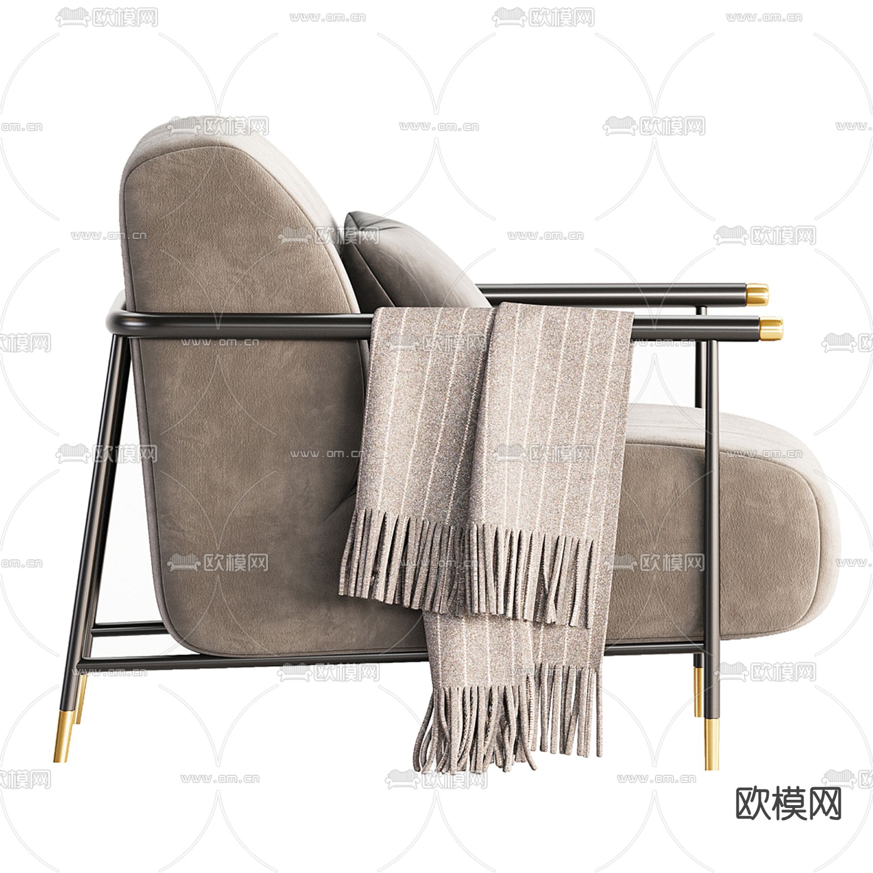 轻奢沙发椅3d模型下载（渲染图2）