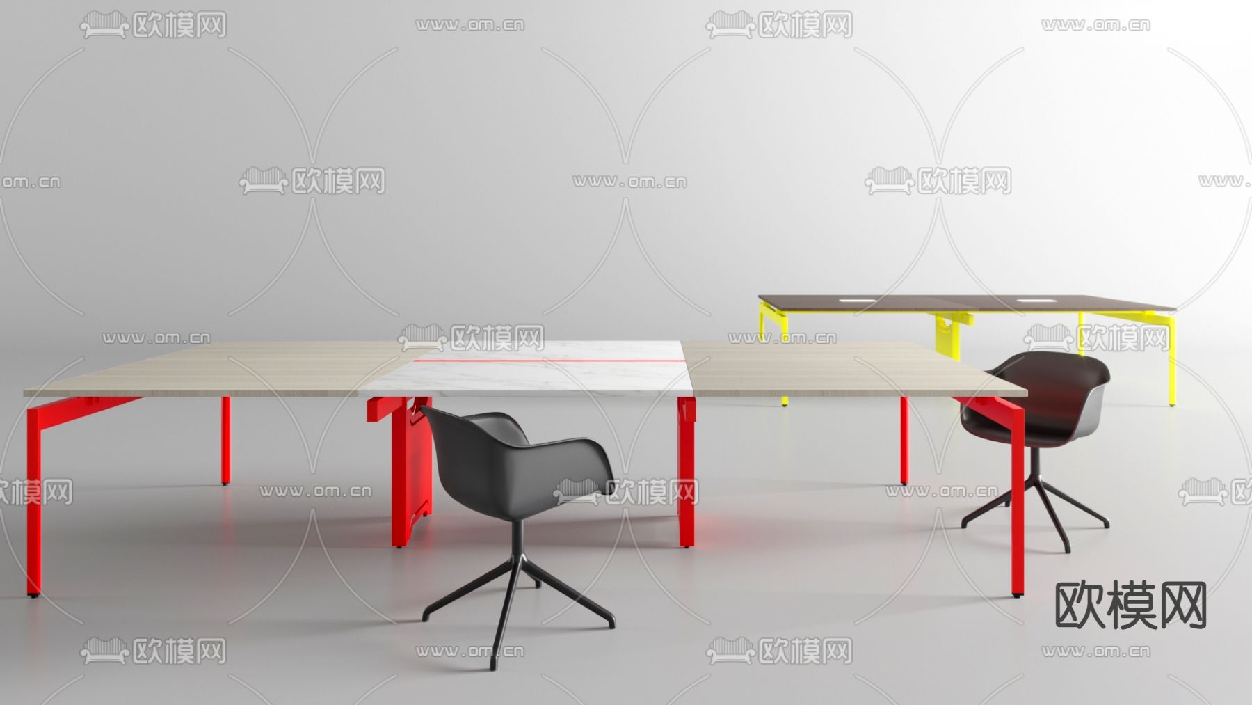 办公桌椅su模型下载（渲染图1）