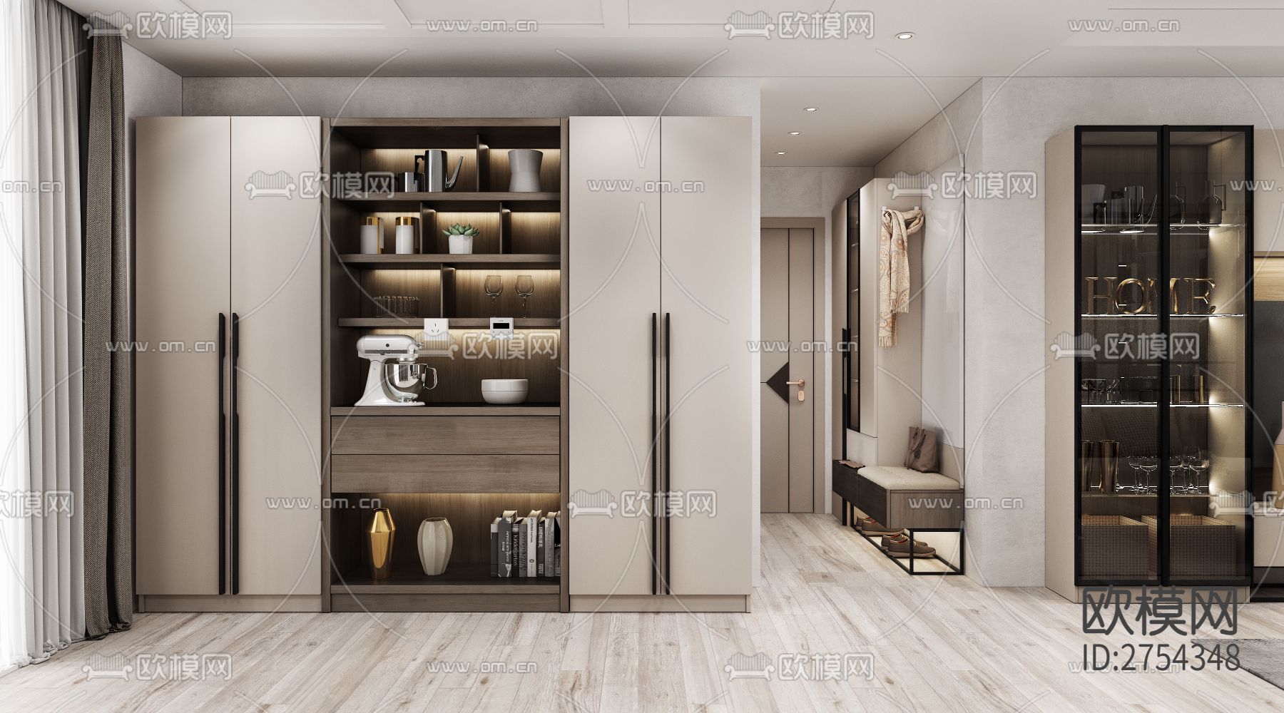 全屋定制CAD施工图下载（渲染图7）