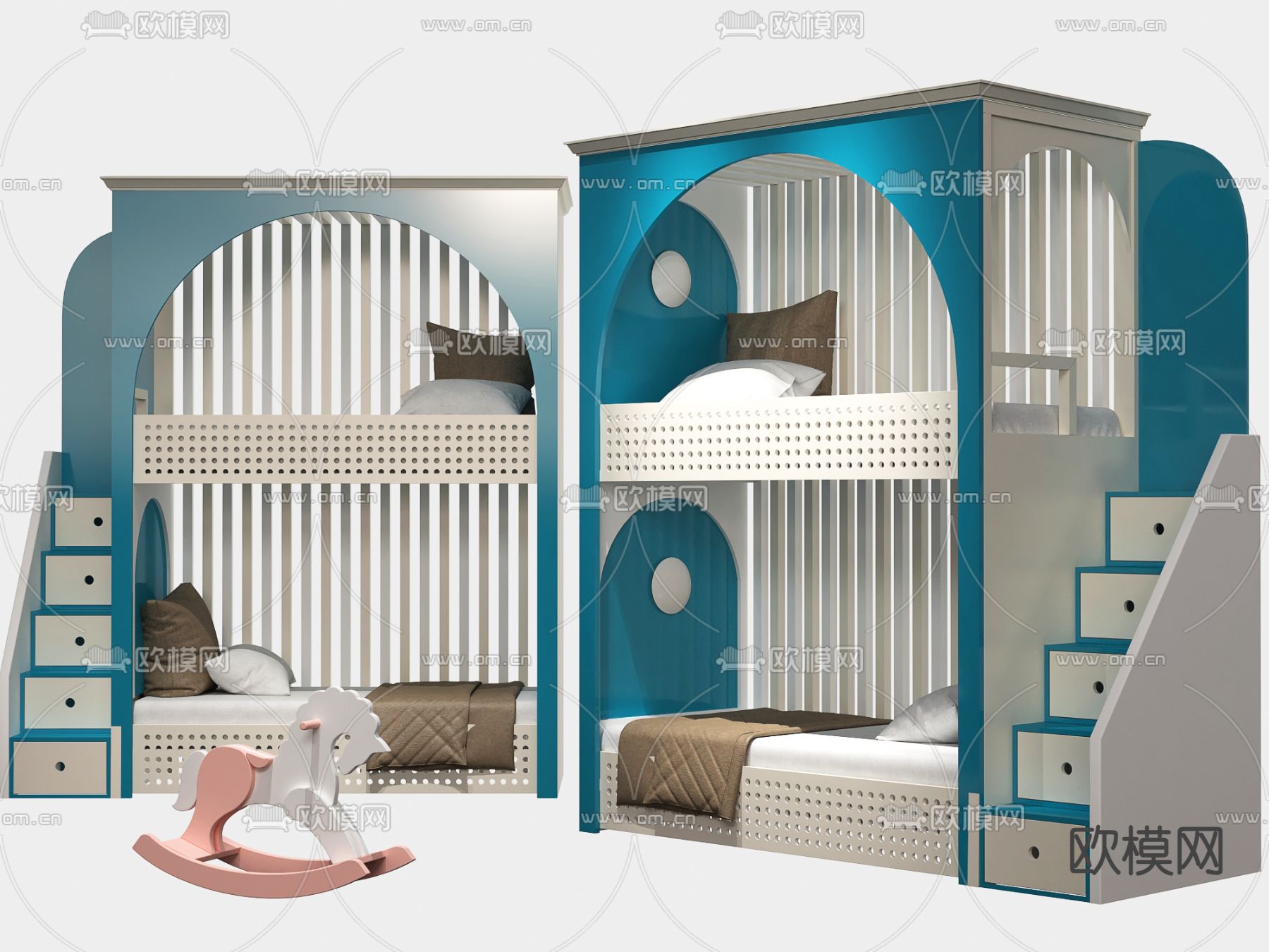 儿童上下床su模型下载（渲染图1）