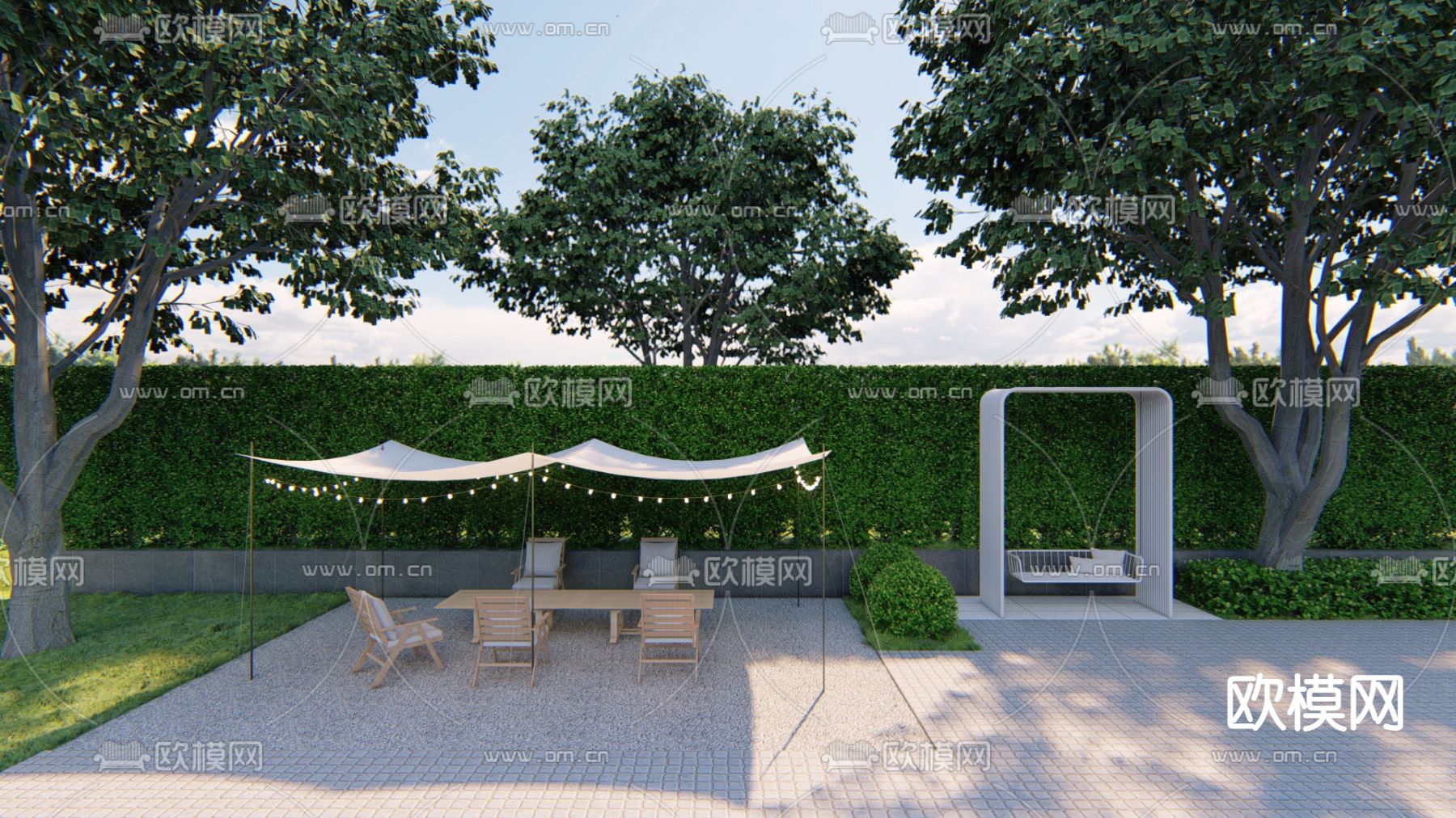 秋千 吊椅 户外椅su模型下载（渲染图2）