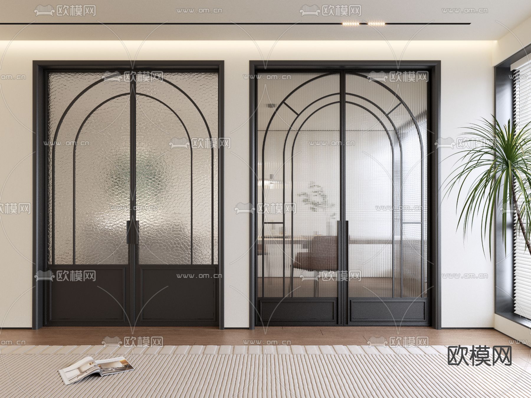 法式玻璃门 平开门 移门su模型下载（渲染图1）