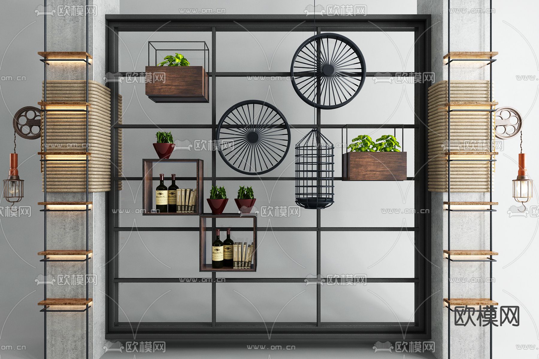 工业风置物架 陈列架3d模型下载