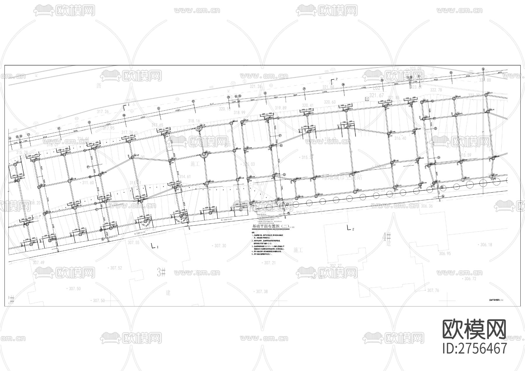 高铁主干道南侧边坡架空结构工程cad施工图下载（渲染图7）