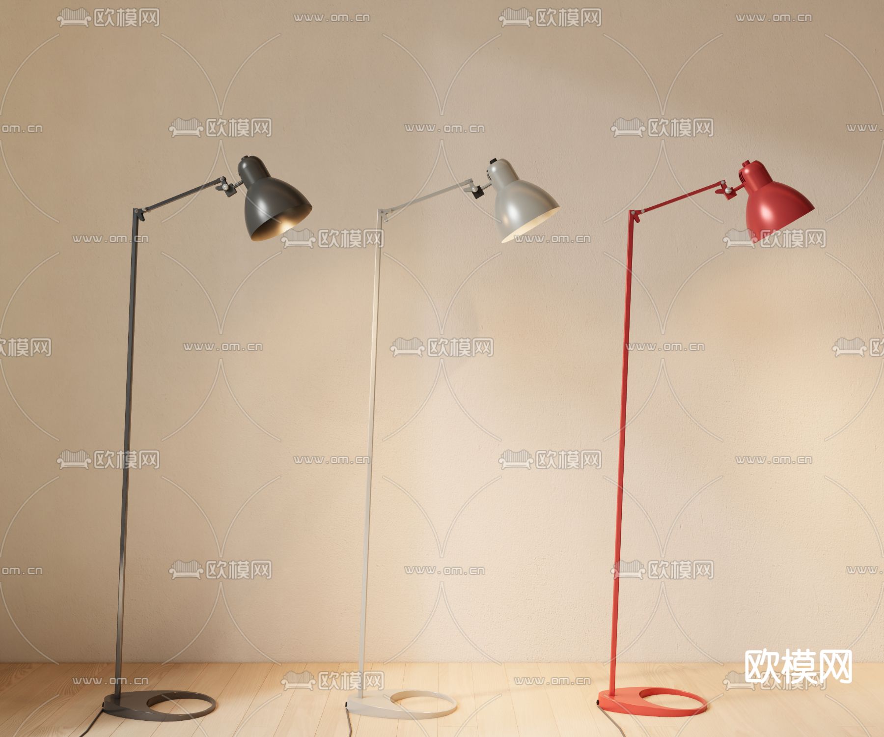 工业风落地灯su模型下载（渲染图1）