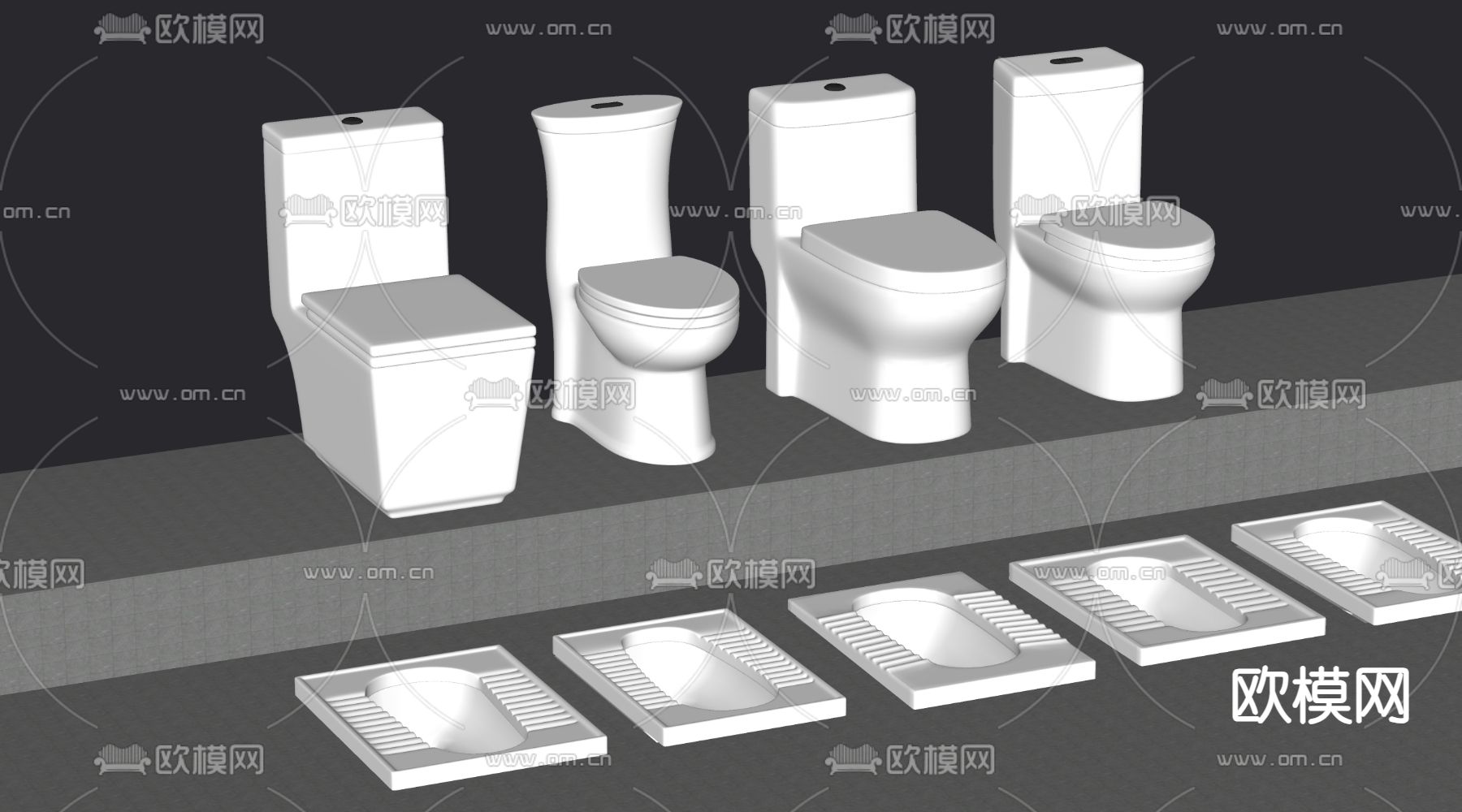 马桶 蹲便器 坐便器su模型下载（渲染图2）