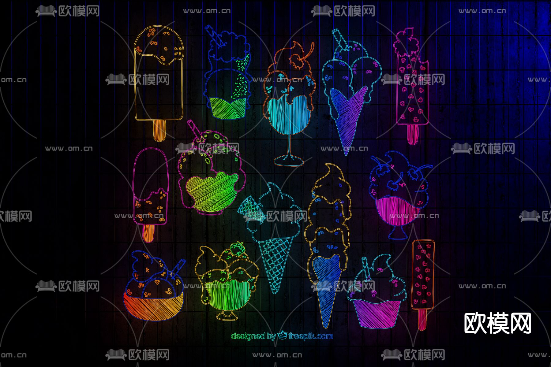 霓虹灯su模型下载（渲染图1）