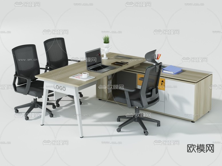 班台桌 主管办公桌3d模型下载