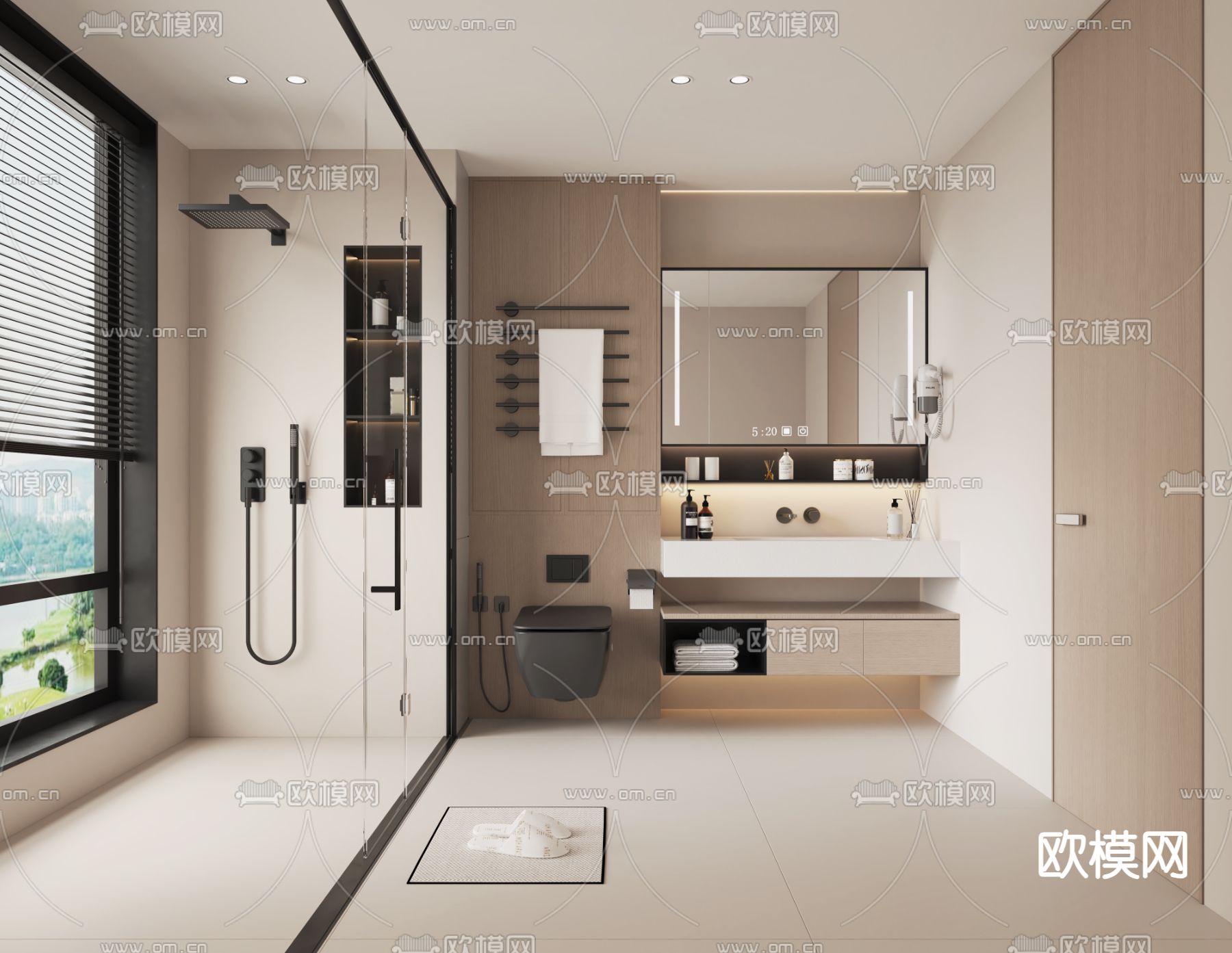 现代卫生间 浴室su模型下载（渲染图1）