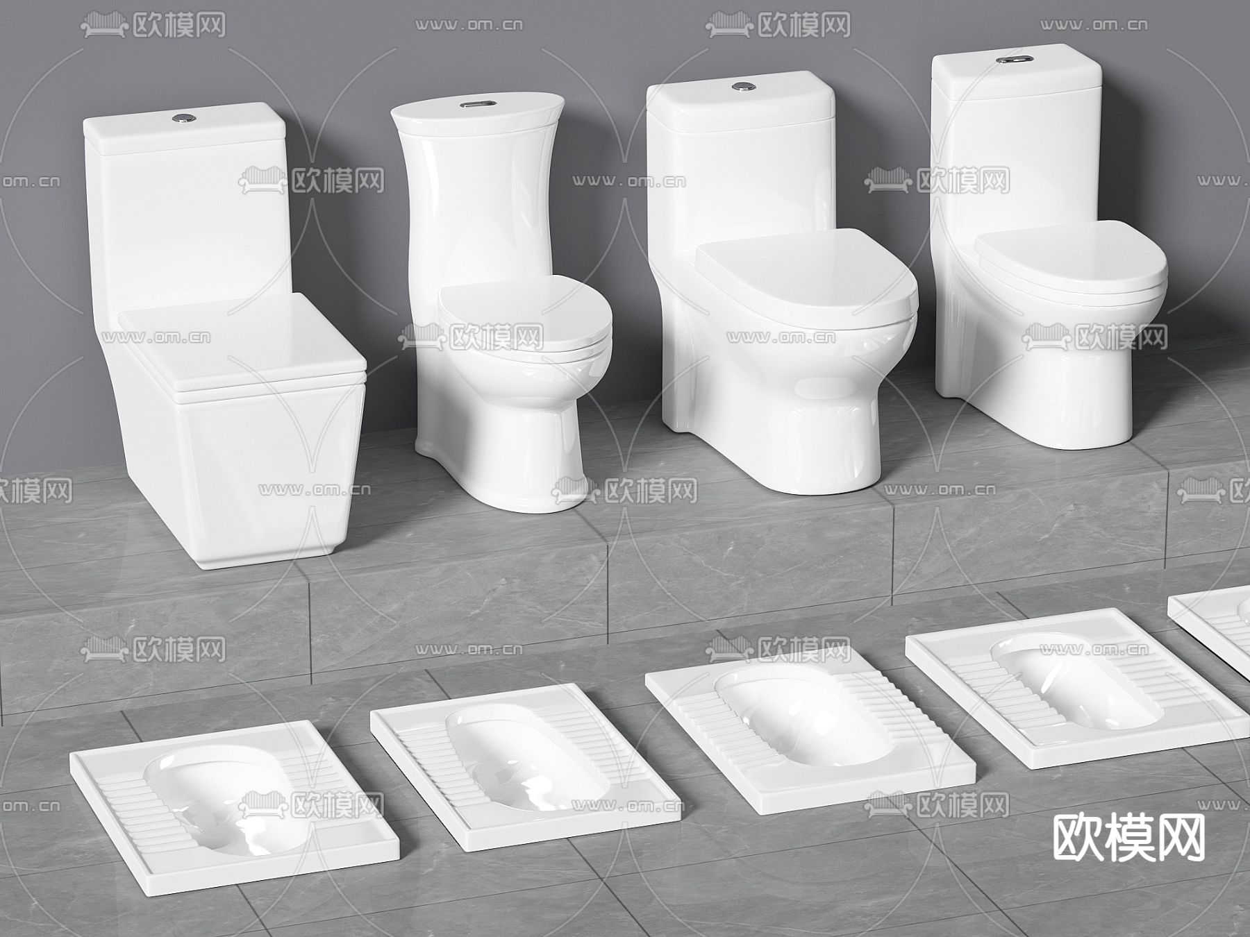 马桶 蹲便器 坐便器su模型下载（渲染图1）