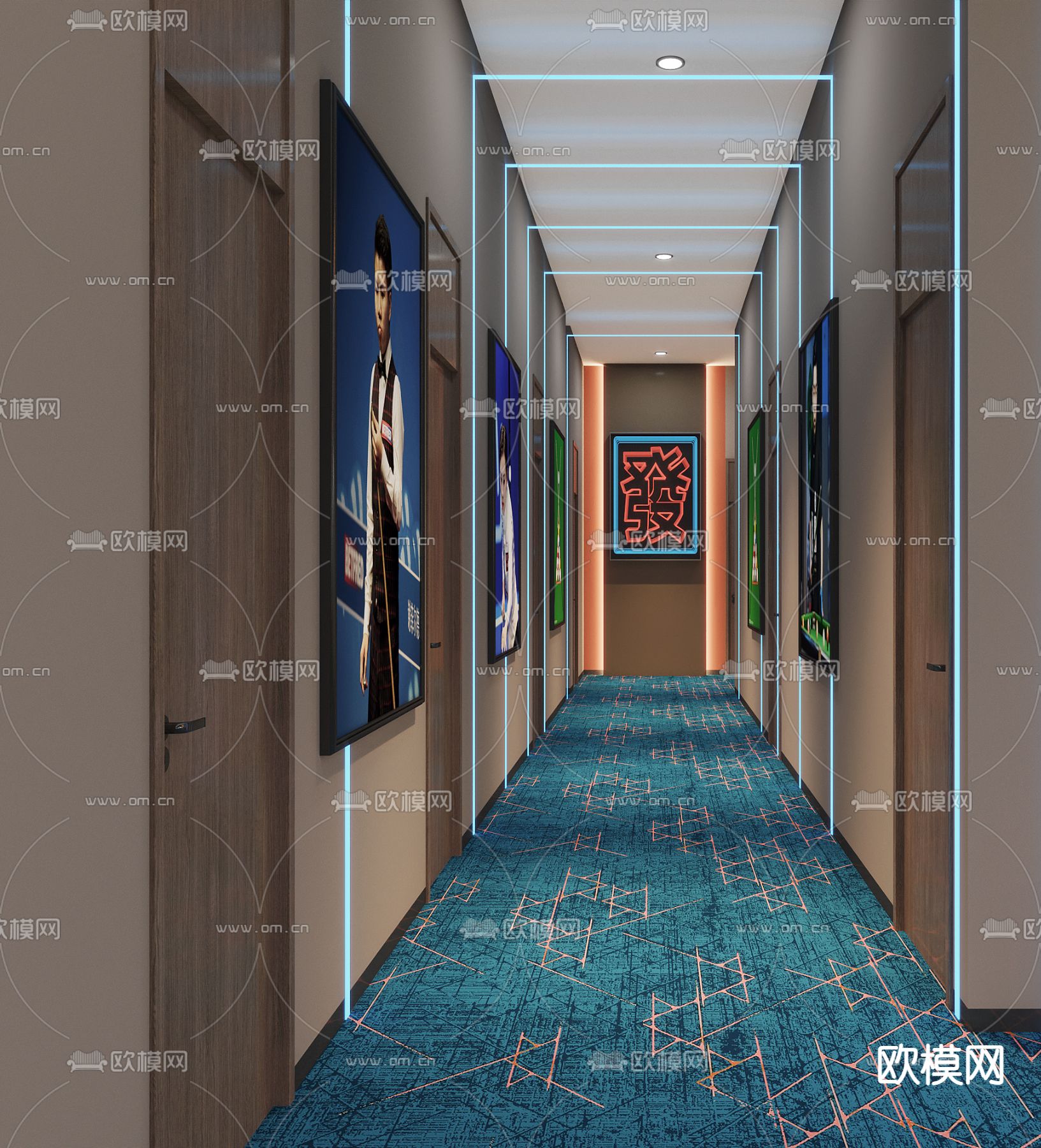 台球馆 桌球馆3d模型下载（渲染图5）