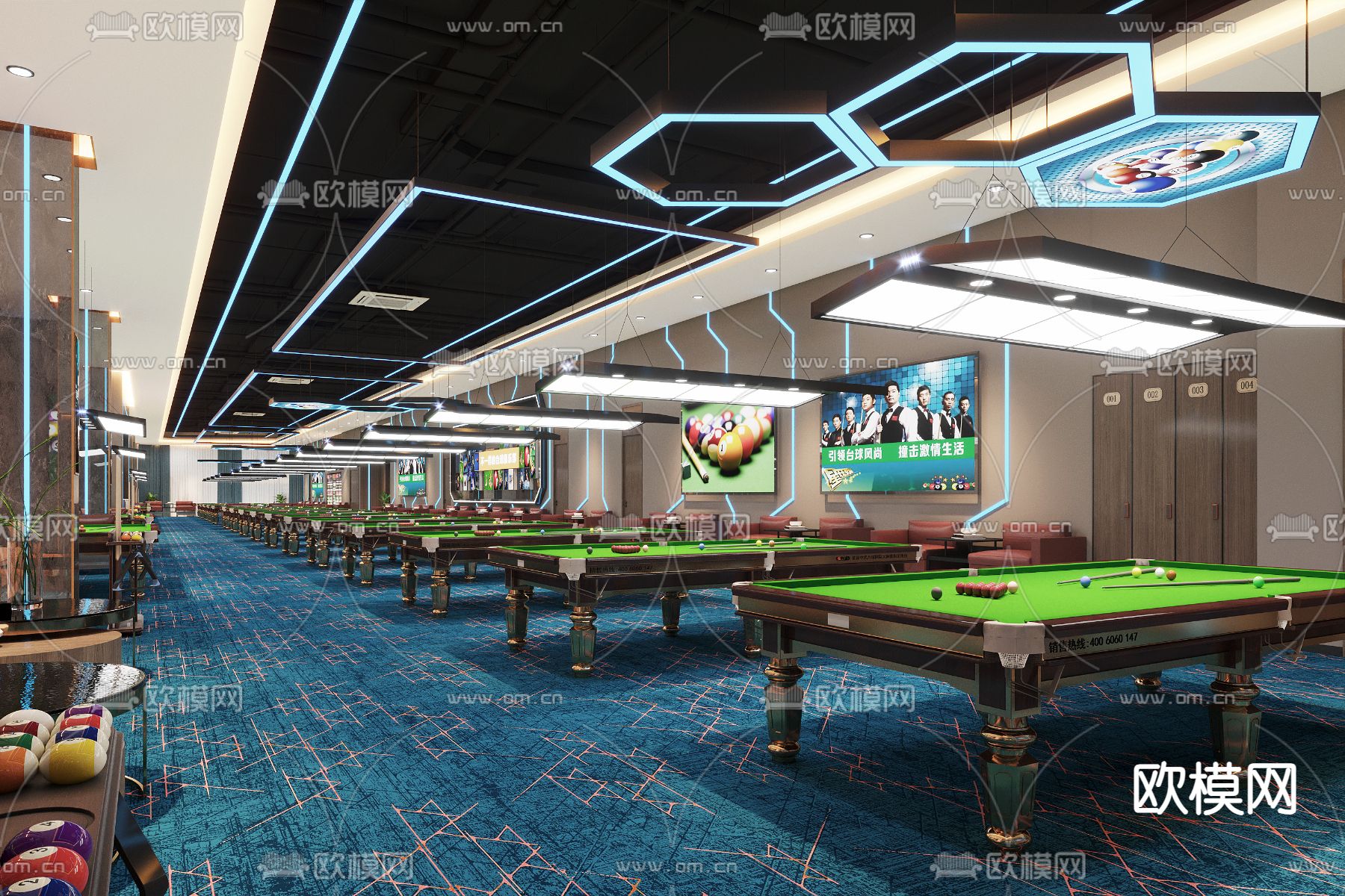 台球馆 桌球馆3d模型下载（渲染图3）