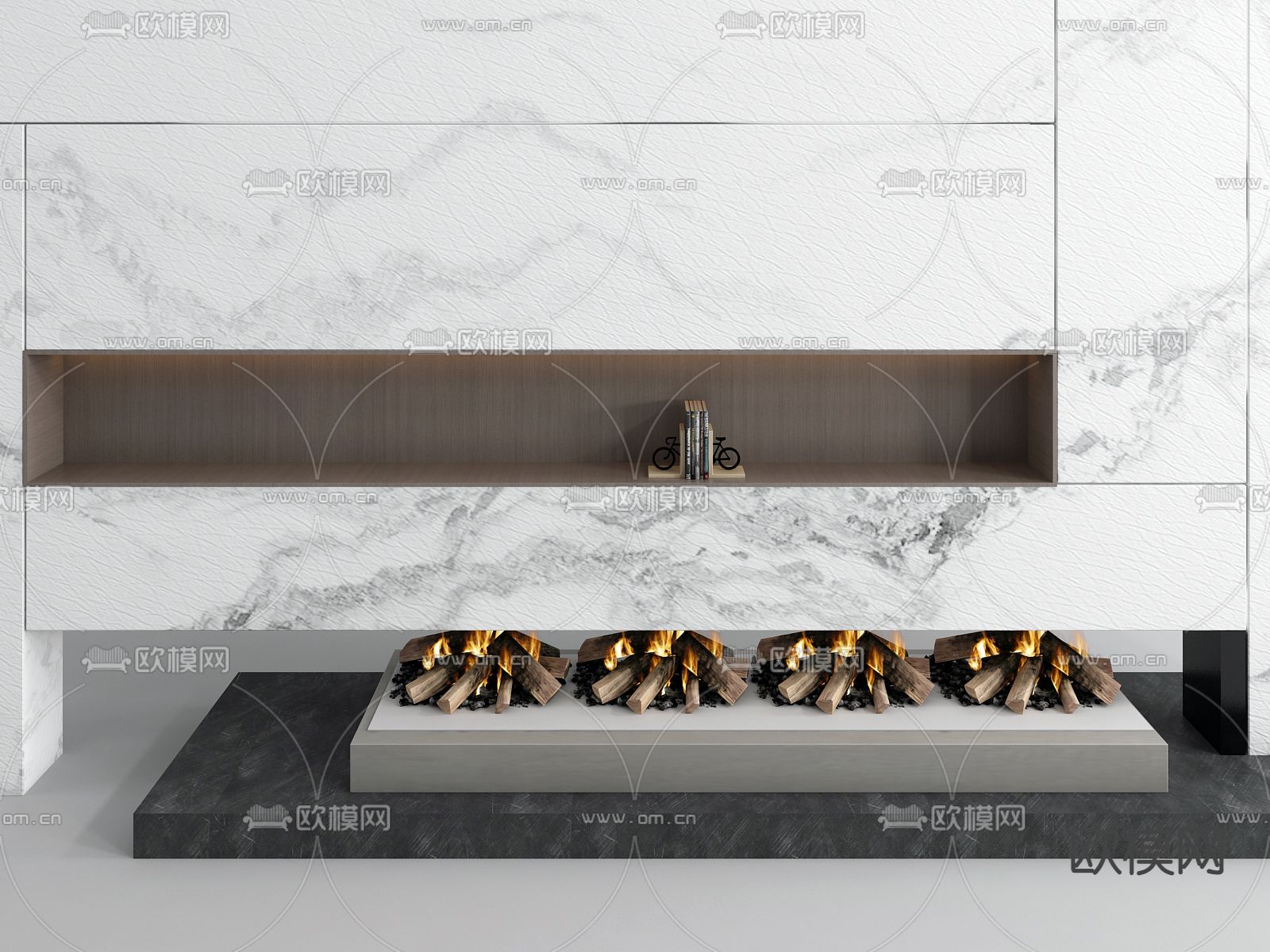 现代壁炉3d模型下载