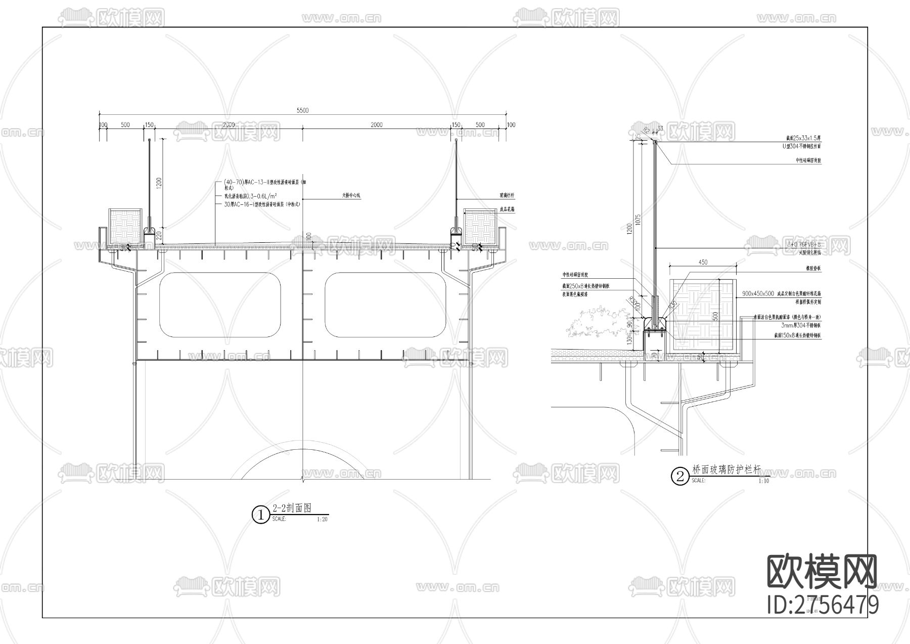 宏帆路花市位置人行天桥工程cad施工图下载（渲染图7）